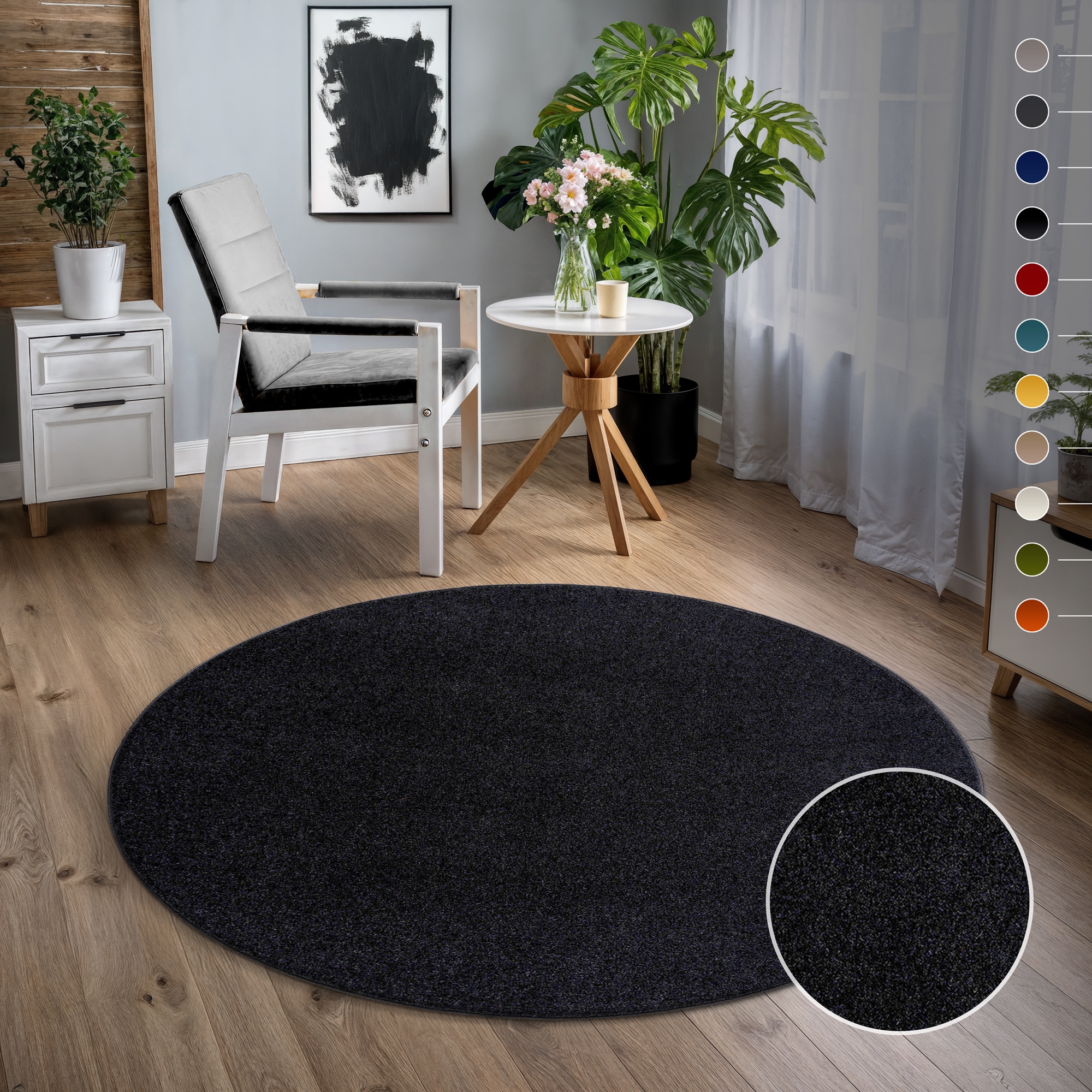 Sanat Teppich »Uni«, rund, 13 mm Höhe, robuster Kurzflorteppich, große Farb günstig online kaufen