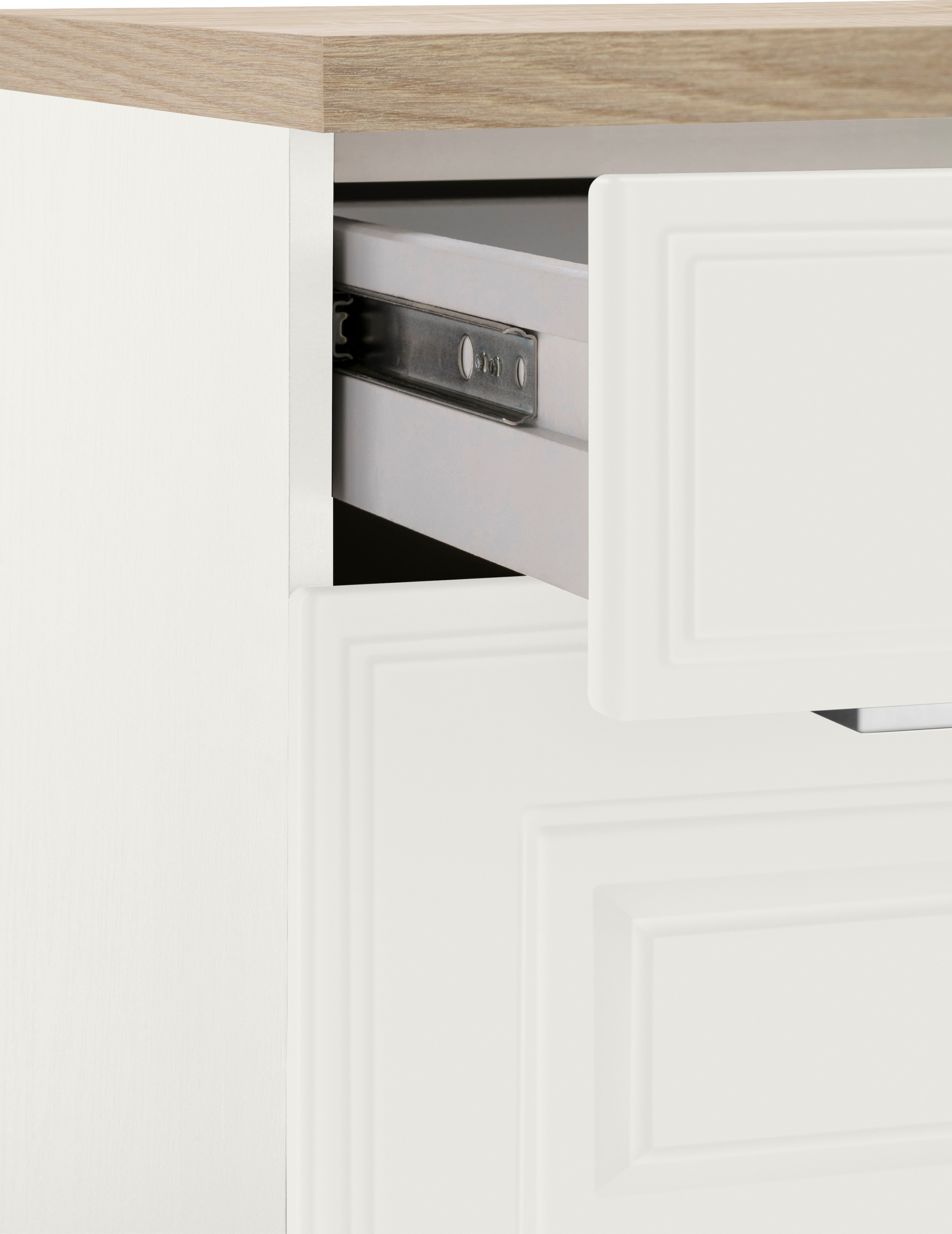 HELD MÖBEL Küchenzeile »Stockholm«, Breite 330 cm, mit hochwertigen MDF Fronten im Landhaus-Stil