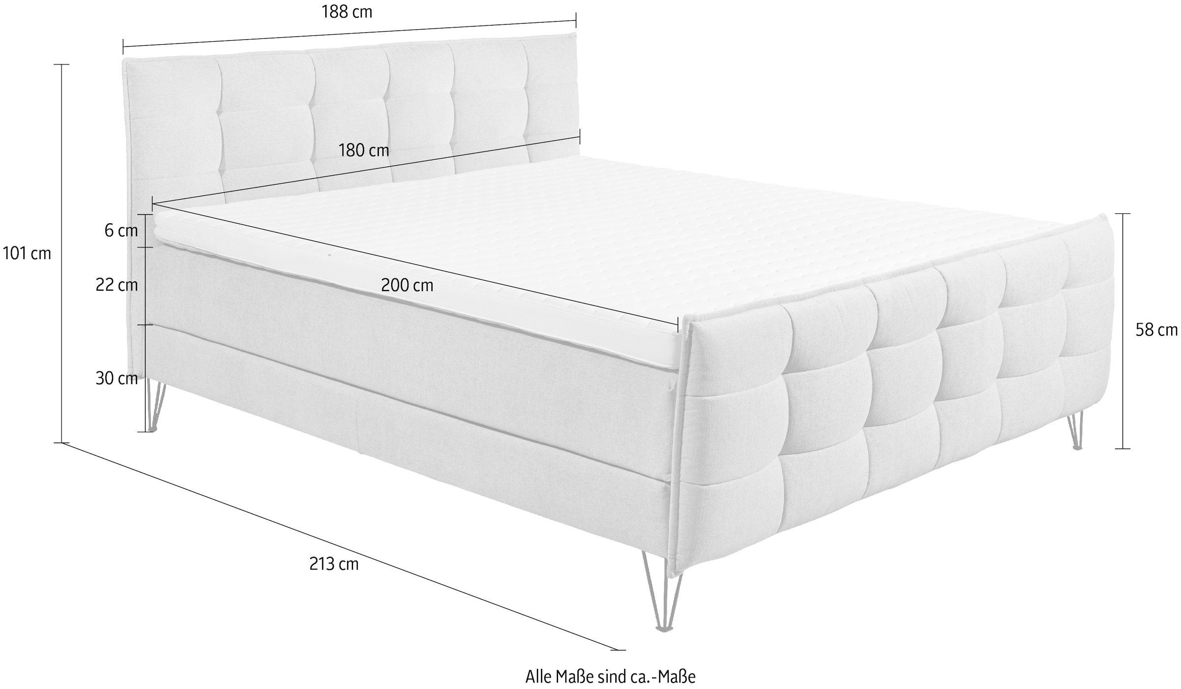 9. Bild von ED EXCITING DESIGN Boxspringbett »Winchester«, inkl. Topper mit Klimaband