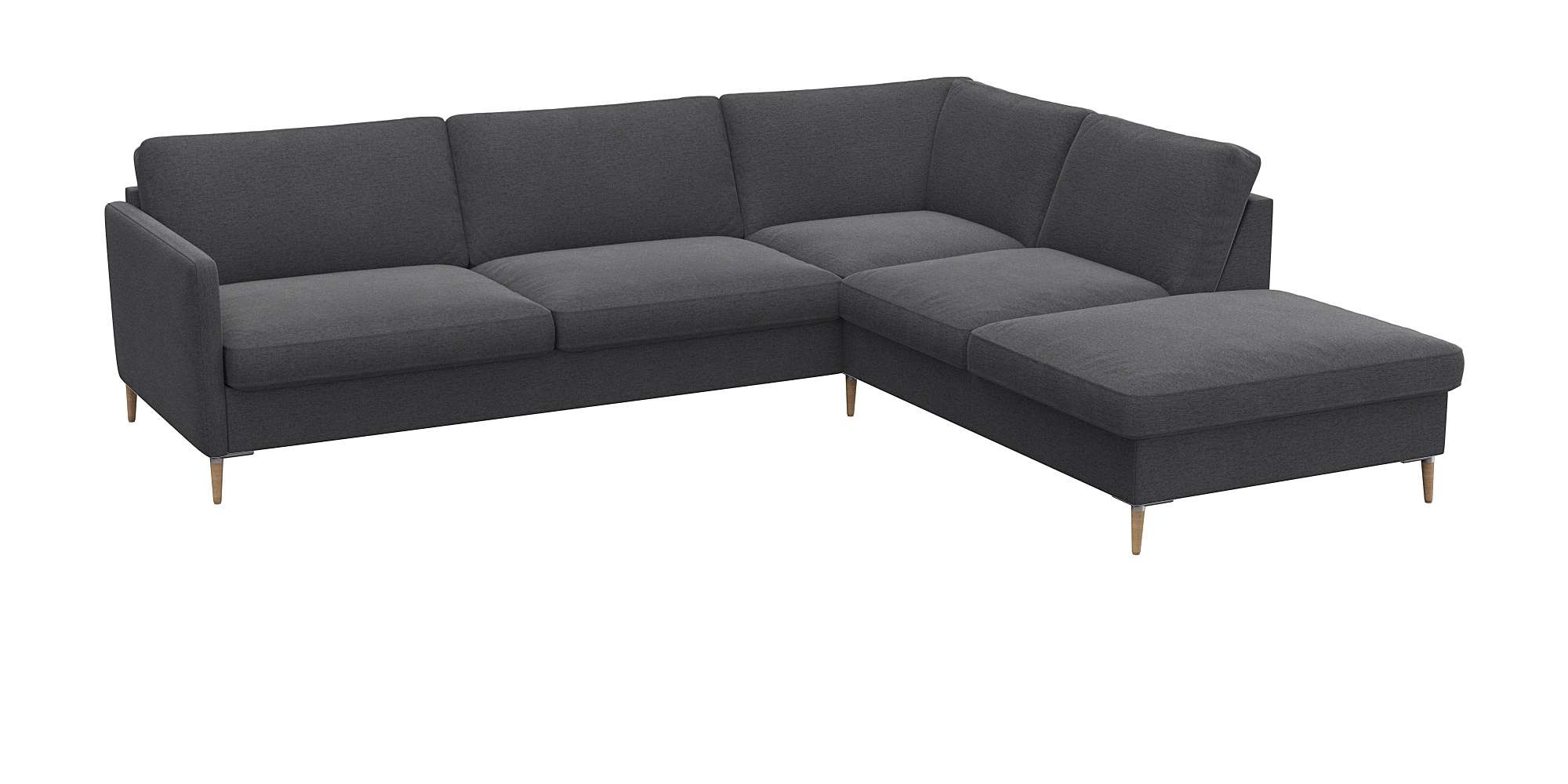 FLEXLUX Ecksofa »Fiore, super Sitzkomfort durch Kaltschaum im Sitz, L-Form«, schmale Armlehnen, Füße Alu+ Eiche