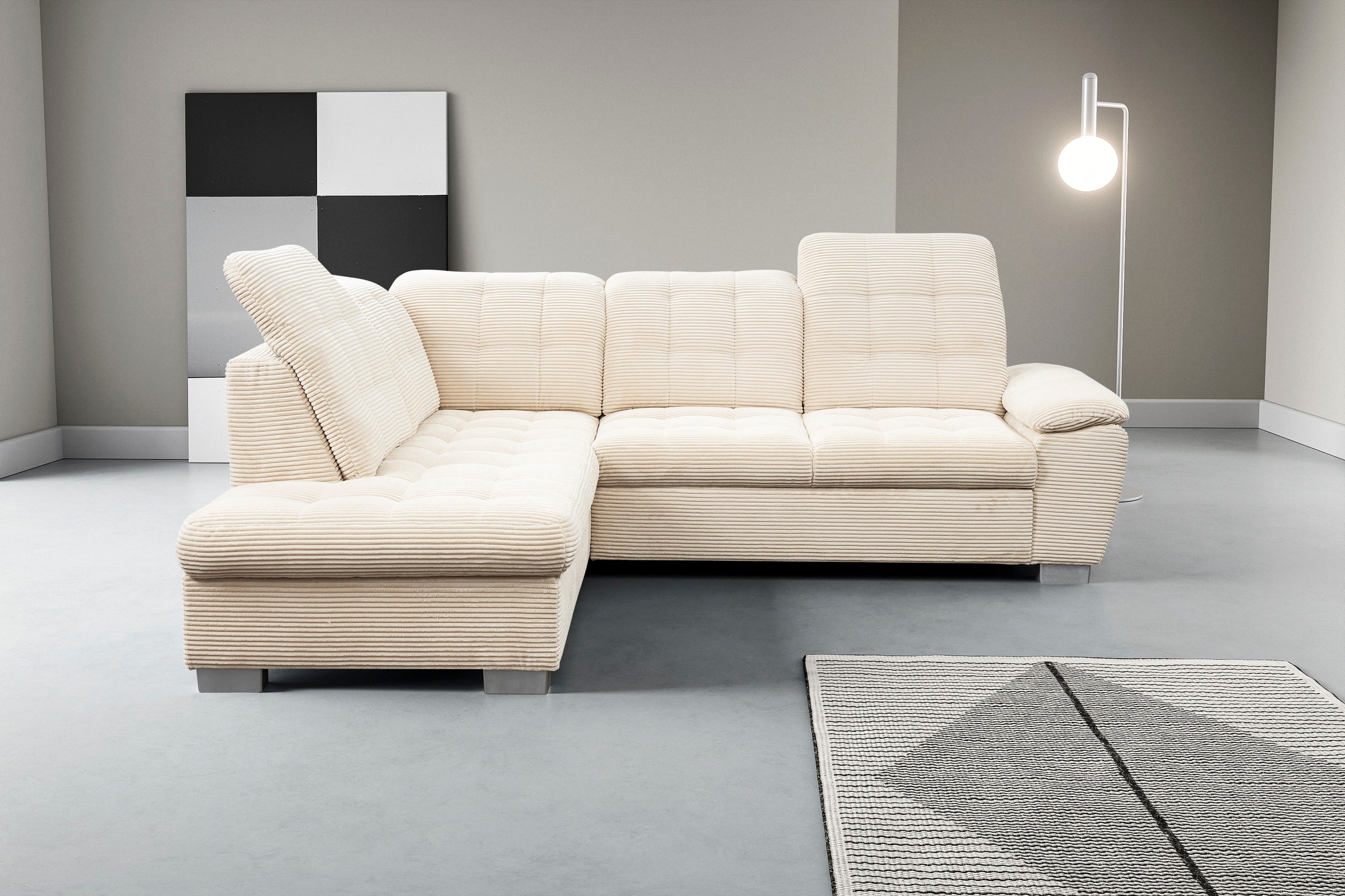 WERK2 Ecksofa »Bonny inkl. Kopfteilverstellung, Bettfunktion, Stauraum, L-F günstig online kaufen