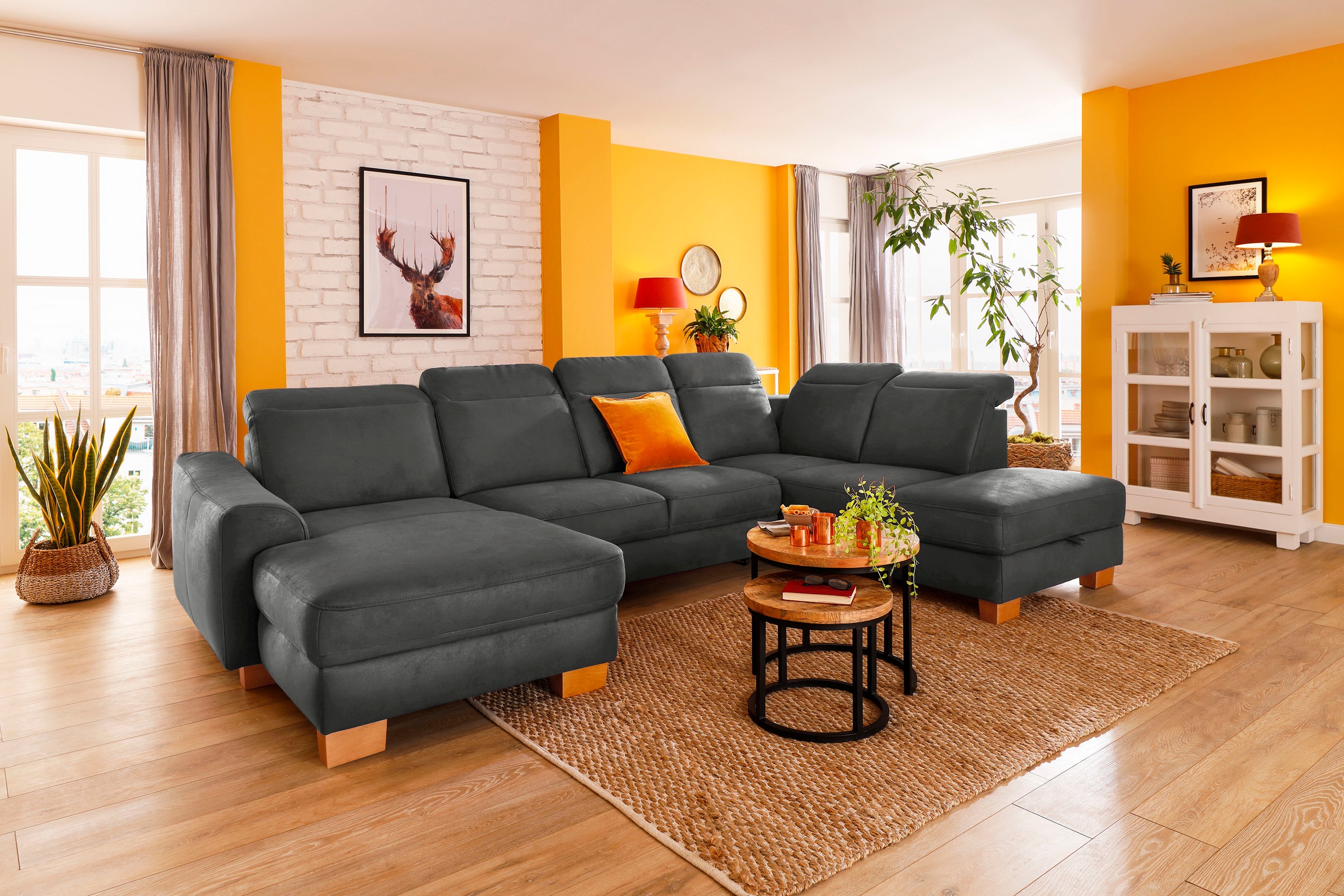 Home affaire Wohnlandschaft »Dundee U-Form« wahlweise mit Kopfteilverstellu günstig online kaufen