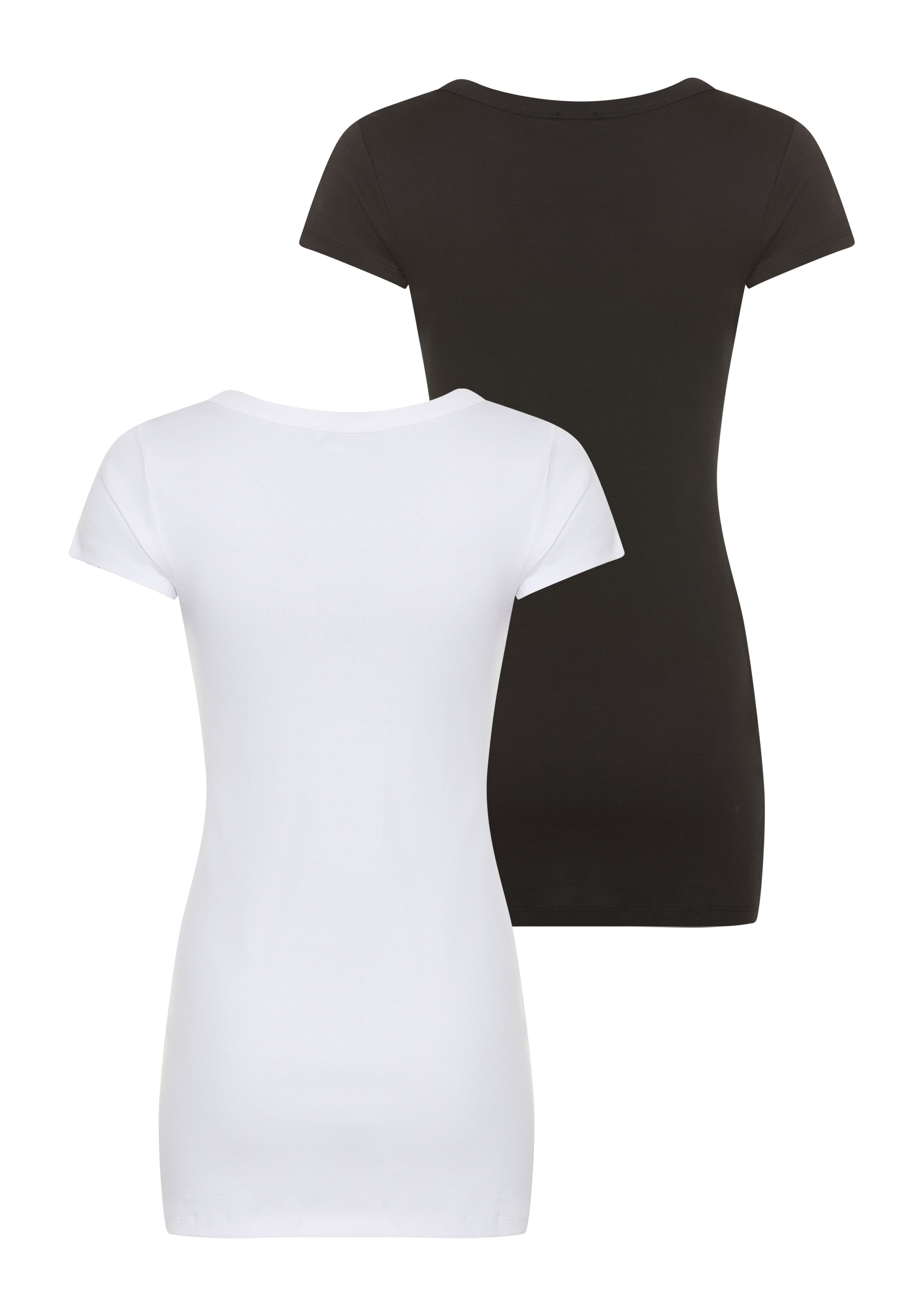 Flashlights T-Shirt, (Packung, 2er-Pack), figurbetonter Schnitt, unifarben, Rundhalsausschnitt