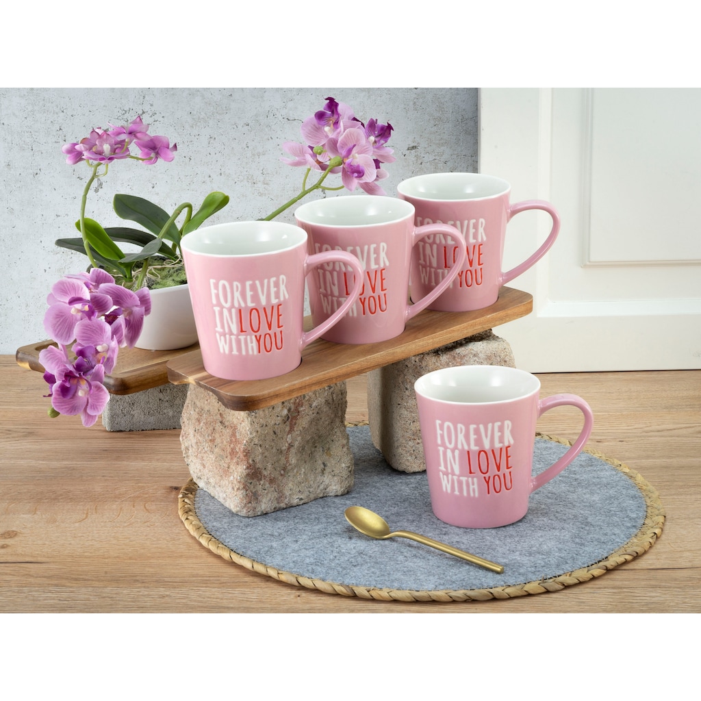 CreaTable Becher »Kaffeebecher Love Collection«, (Set, 4 tlg.)