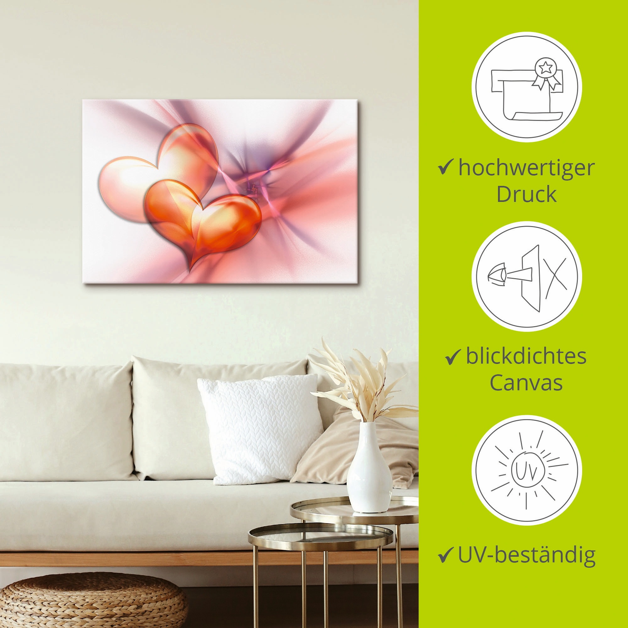 Artland Wandbild »Das höchste Glück«, Herzen, (1 St.), als Alubild, Outdoorbild, Leinwandbild, Poster, Wandaufkleber