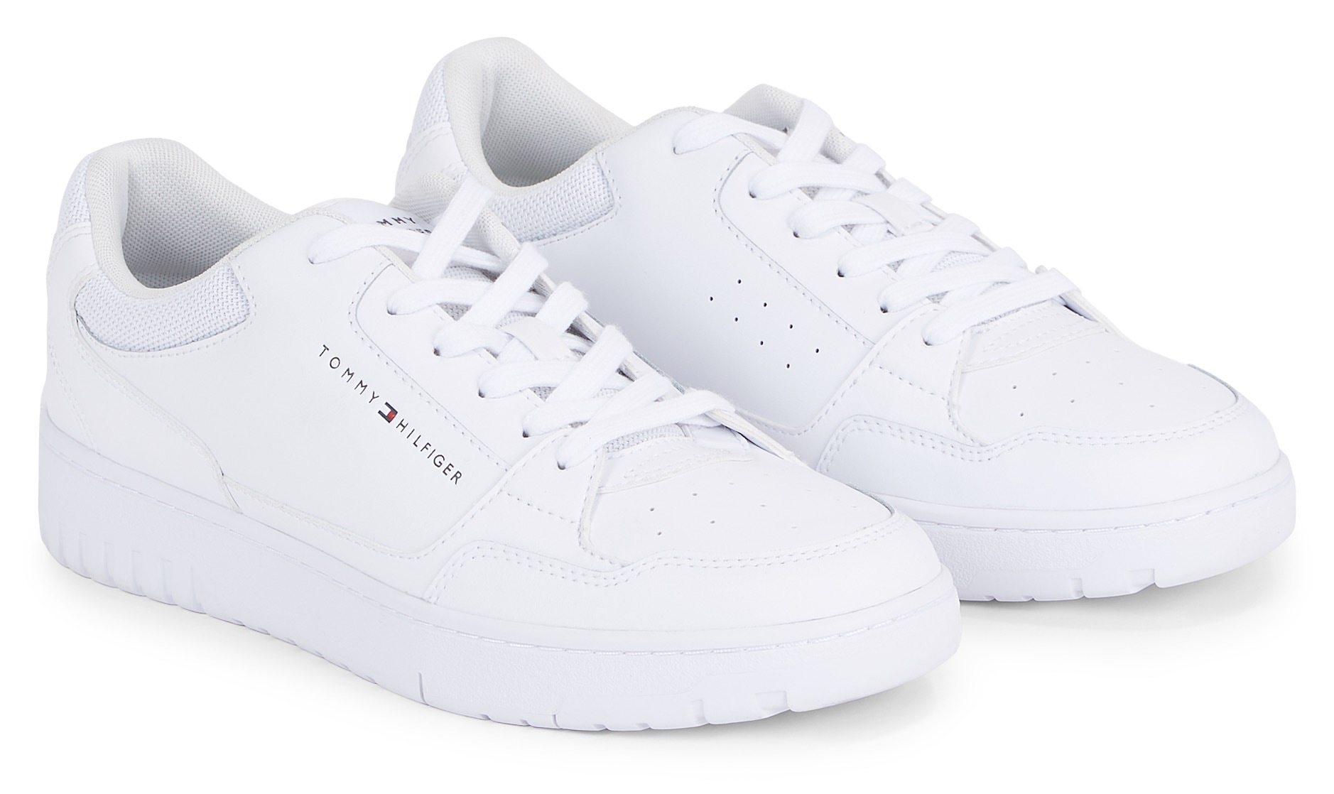Tommy Hilfiger Sneaker »TH BASKET CORE LEATHER ESS«, mit gepolstertem Schaftrand, Freizeitschuh, Halbschuh, Schnürschuh