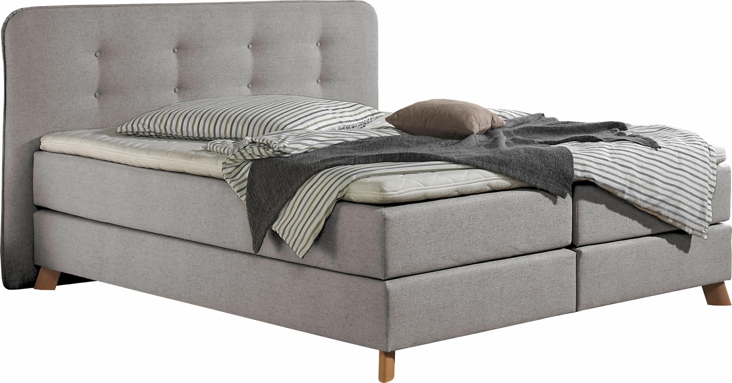 Home affaire Boxspringbett »Cecina«, in 5 Breiten, 3 Ausführungen, 2 Härtegrade, Knopfheftung, Topper