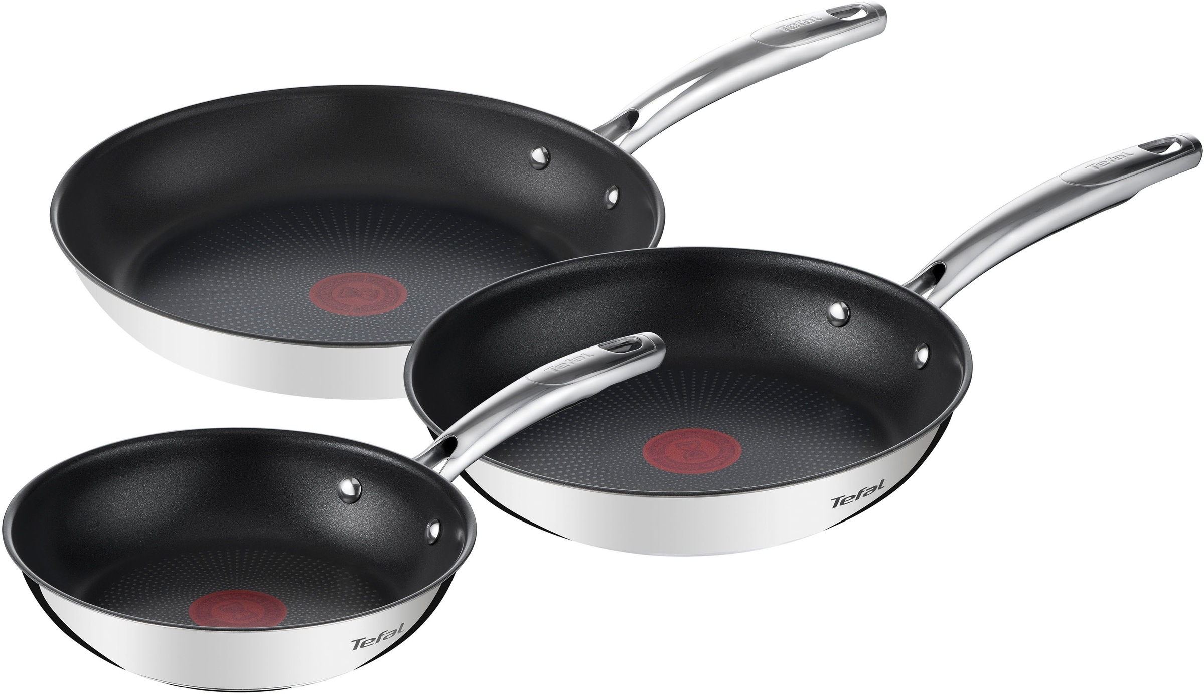 Tefal Pfannen-Set »Duetto+«, Edelstahl, (Set, 3 tlg., je 1 Bratpfanne Ø 20, günstig online kaufen