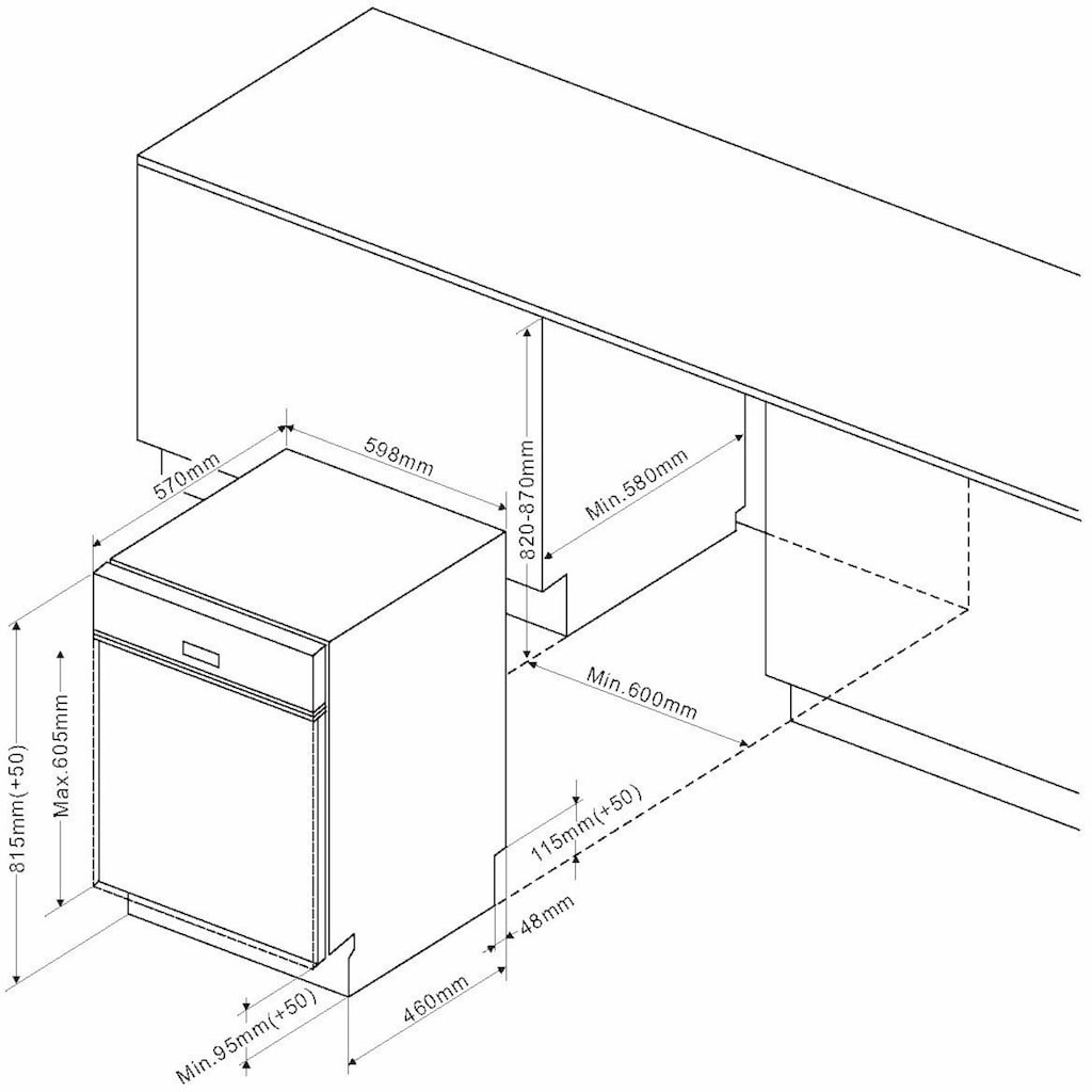 Amica teilintegrierbarer Geschirrspüler »EGSP 14697-1 E«, EGSP 14697-1 E, 12 Maßgedecke