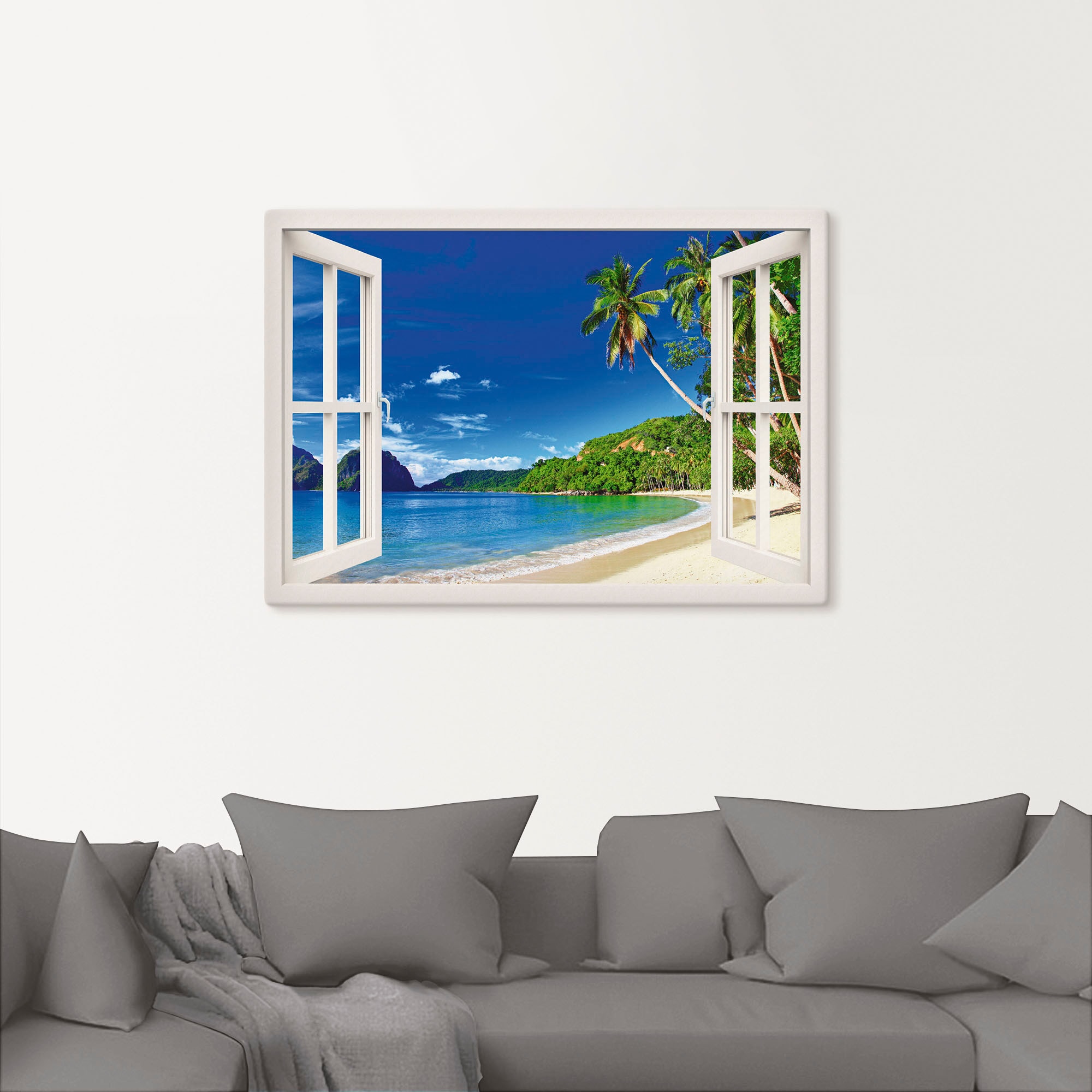 Artland Wandbild »Fensterblick Paradies«, Fensterblick, (1 St.), als Alubil günstig online kaufen