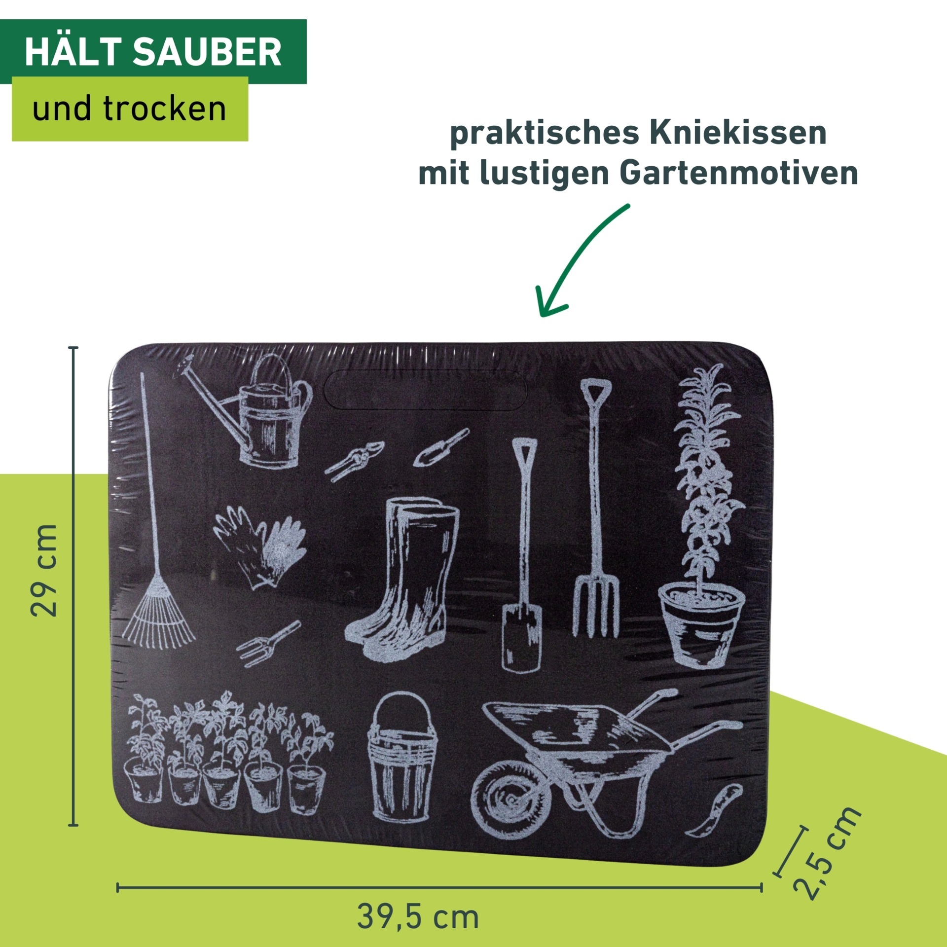 Windhager Kniekissen »mit Motiv für den Garten« Outdoor Sitzkissen, Knieschoner mit Tragegriff, anthrazit