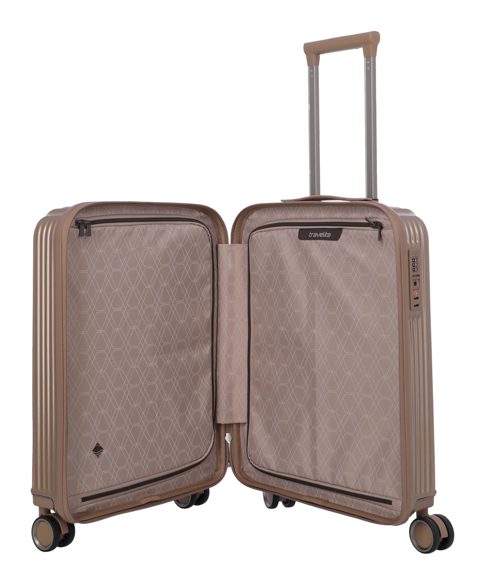 travelite Hartschalen-Trolley »PAROS, in verschiedenen Größen«, 4 Rollen, Reisegepäck Hartschalen-Koffer Kreuzspanngurte