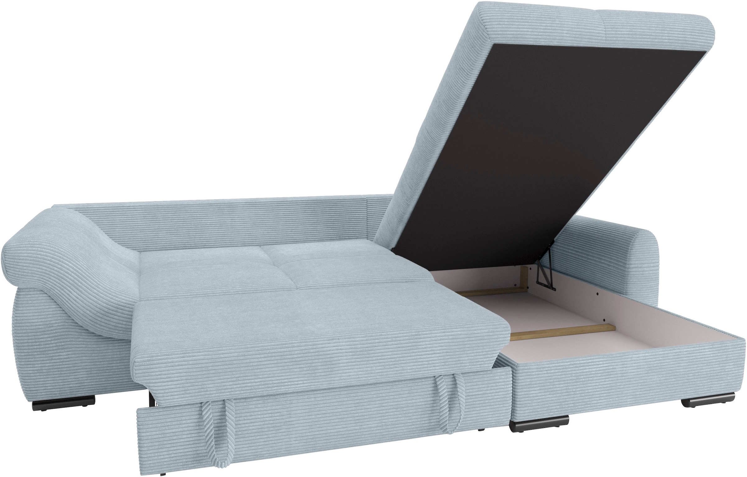 Mr. Couch Ecksofa »Livorno L-Form«, inkl. Hochschläfer-Bettauszug, XL-Bettkasten weiß beschichtet