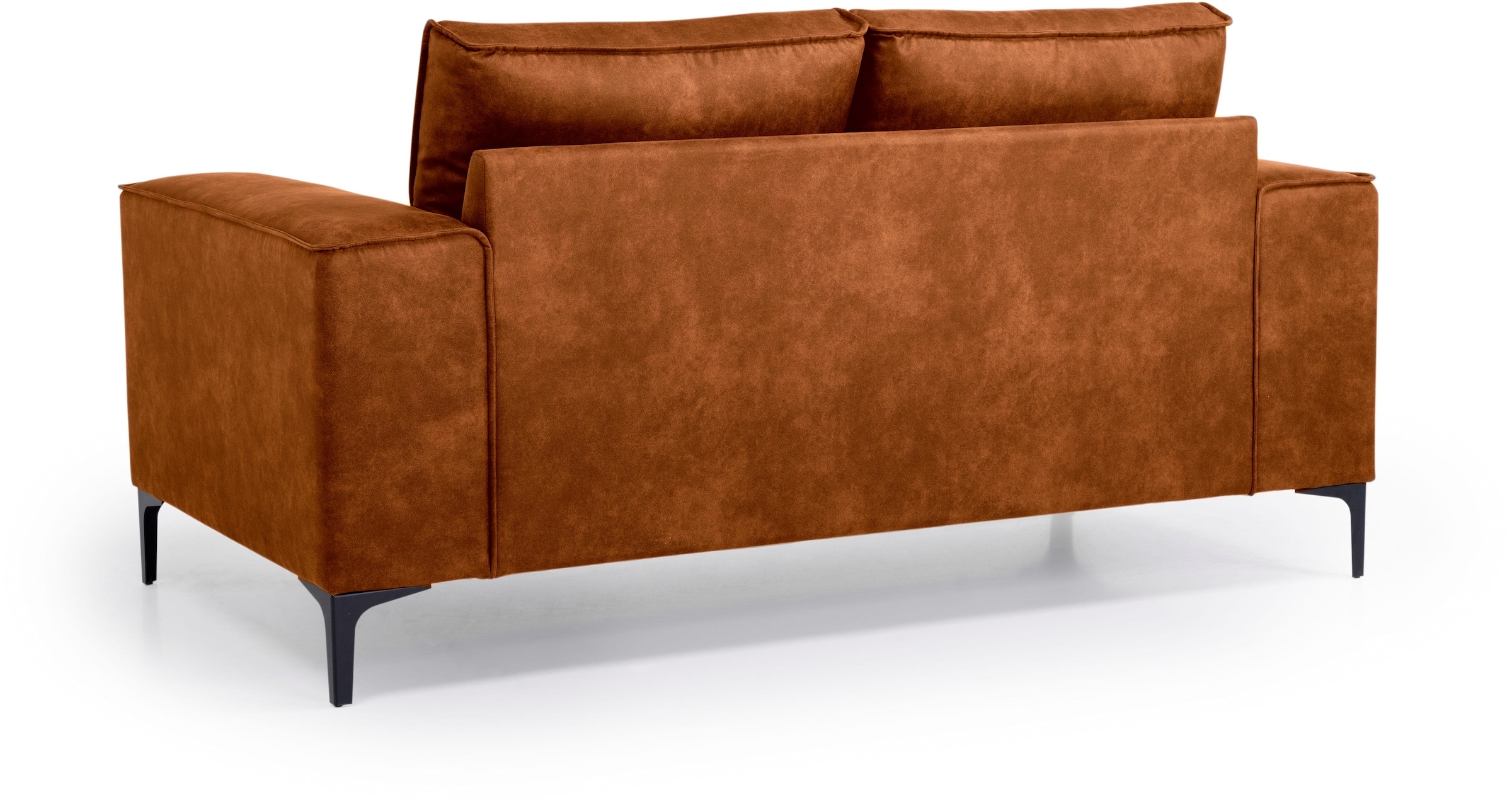 Places of Style 2-Sitzer »Kompaktsofa Oland, Struktur, Flachgewebe, Luxus-Microfaser, Boucle«, 164 cm, Wellenunterfederung, Skandi-Design, Metallfüße