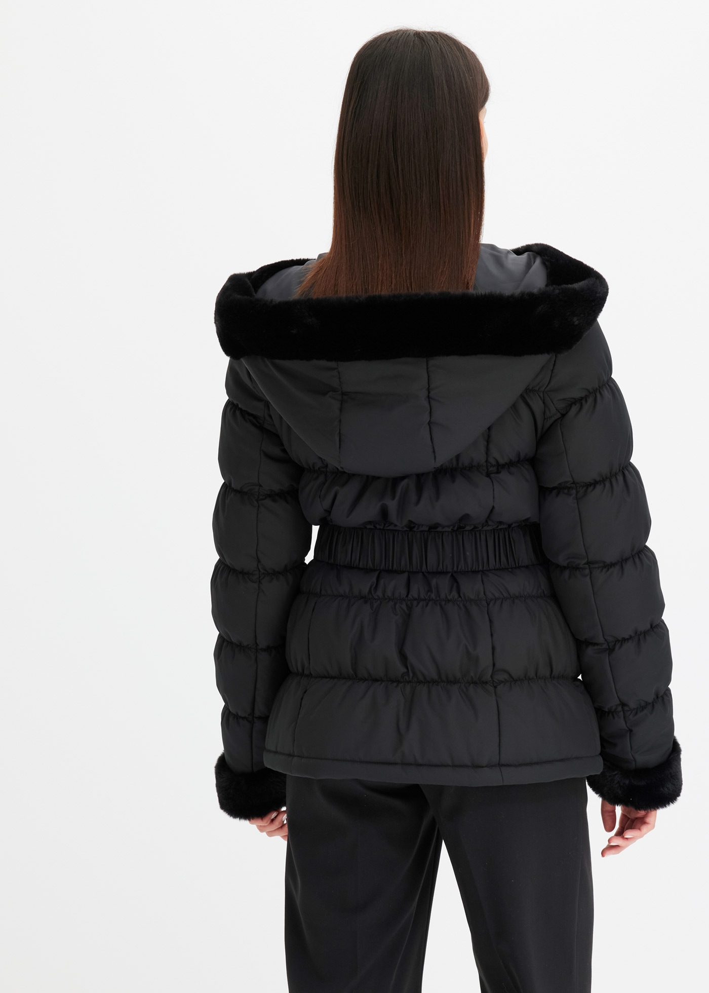bonprix Steppjacke mit Kapuze Winterjacke mit Kapuze und Fellimitat
