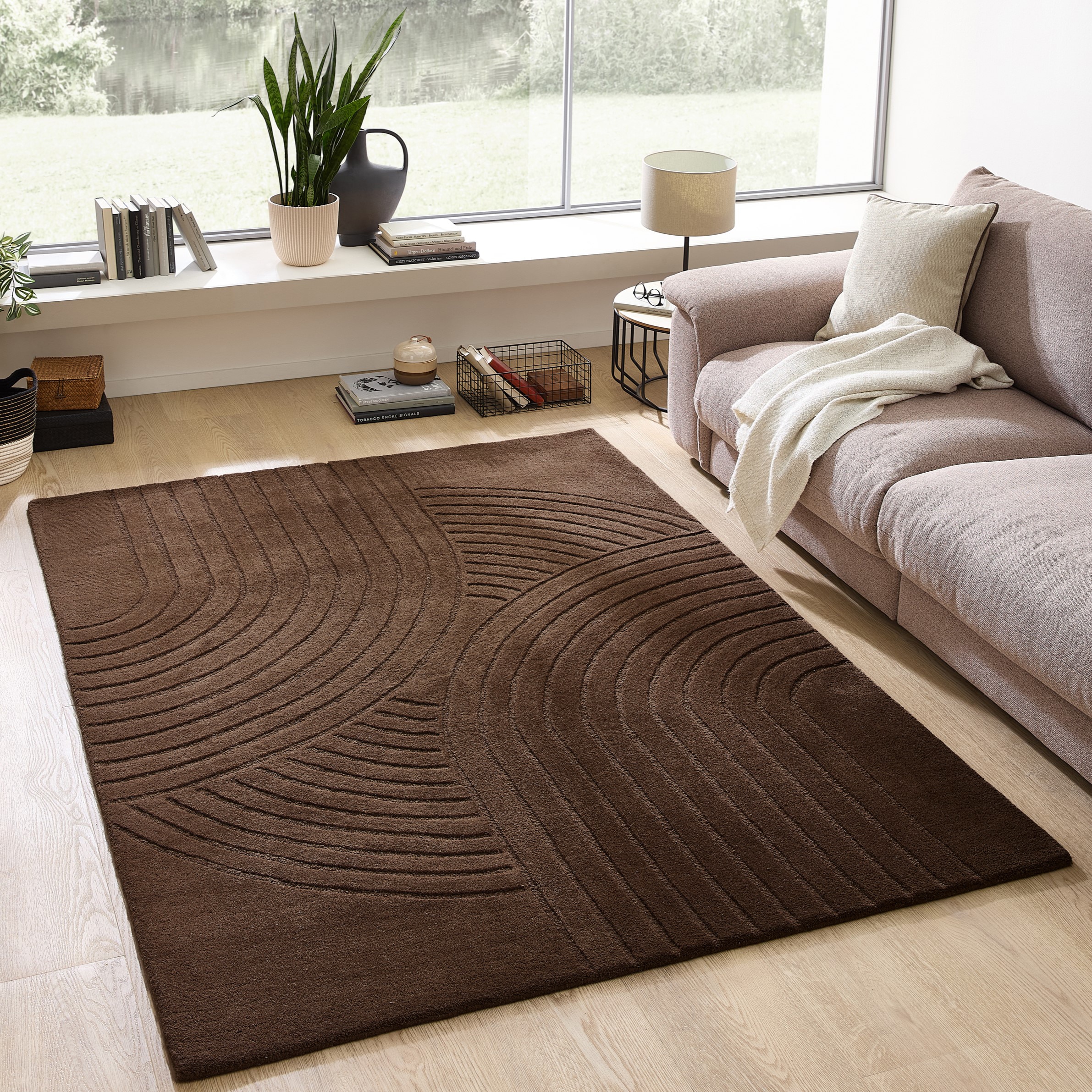 my home Wollteppich »Gabbo Design, Handgefertigt, Teppich,  reine Wolle,« rechteckig 14 mm Höhe Hoch-Tief-Effekt, reine Wolle, Scandi-Look, Naturfaser