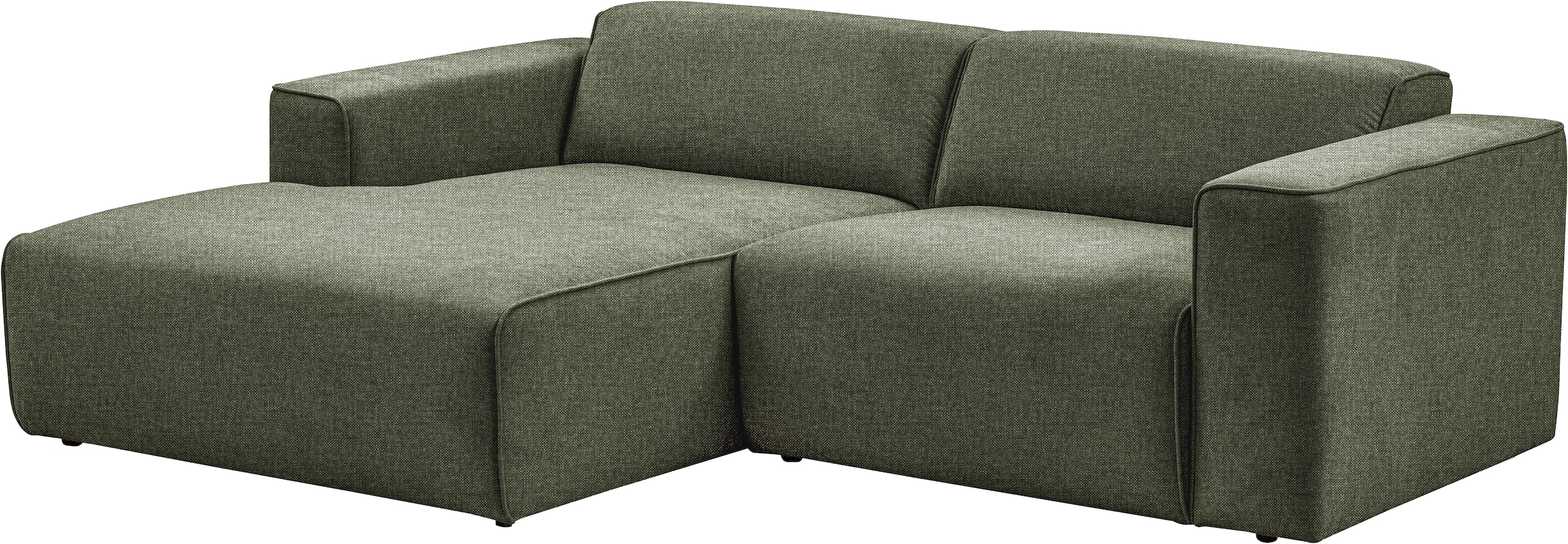 andas Ecksofa »Noord mit Kedernaht, Breite 234 cm«, Cord, Struktur, Webstoff, mit Wellenunterfederung, Massivholzrahmen