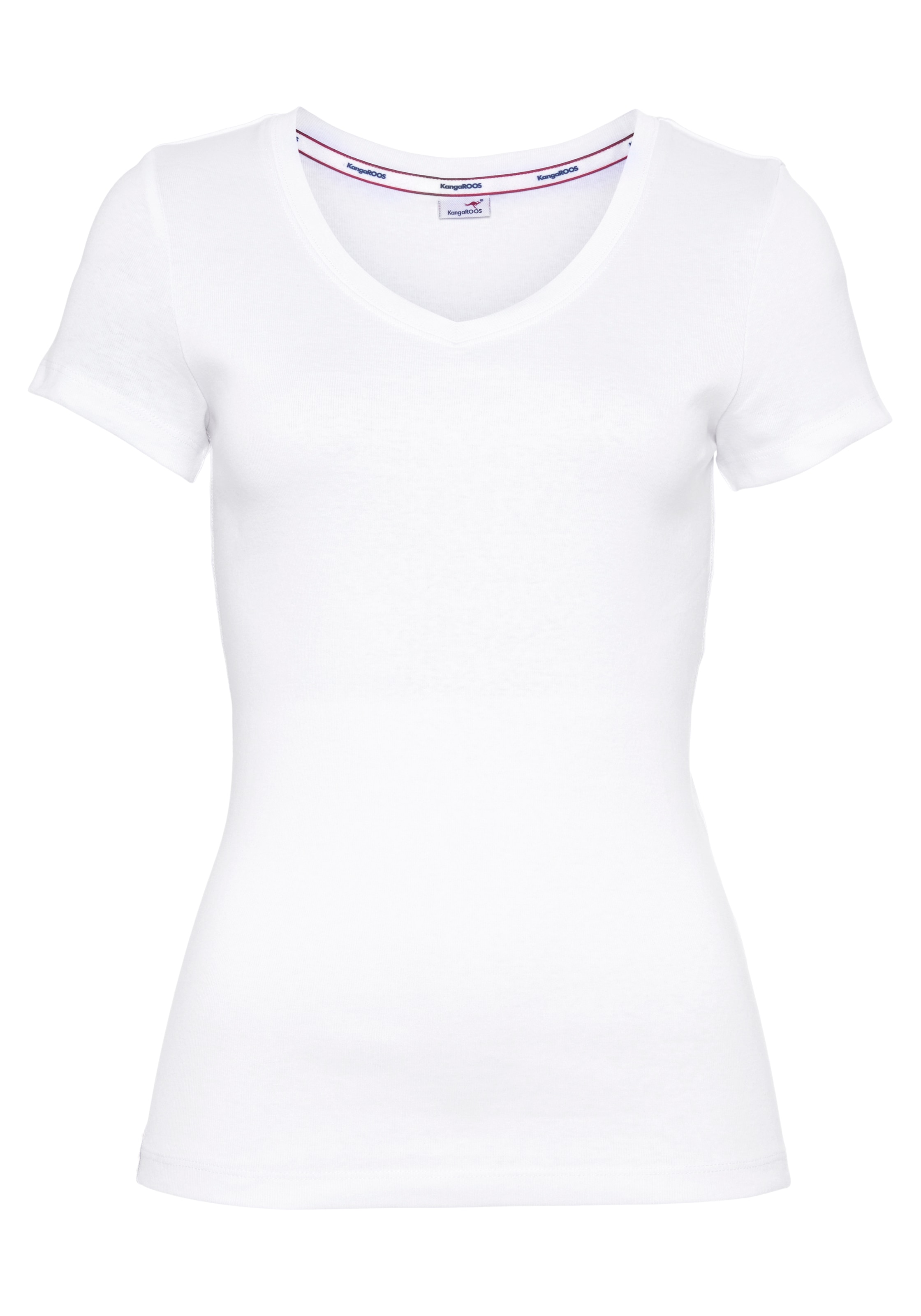 KangaROOS V-Shirt, (Spar-Set, 2er-Pack), Kurzarm, figurbetonter Schnitt, aus Baumwolle, im 2er-Pack