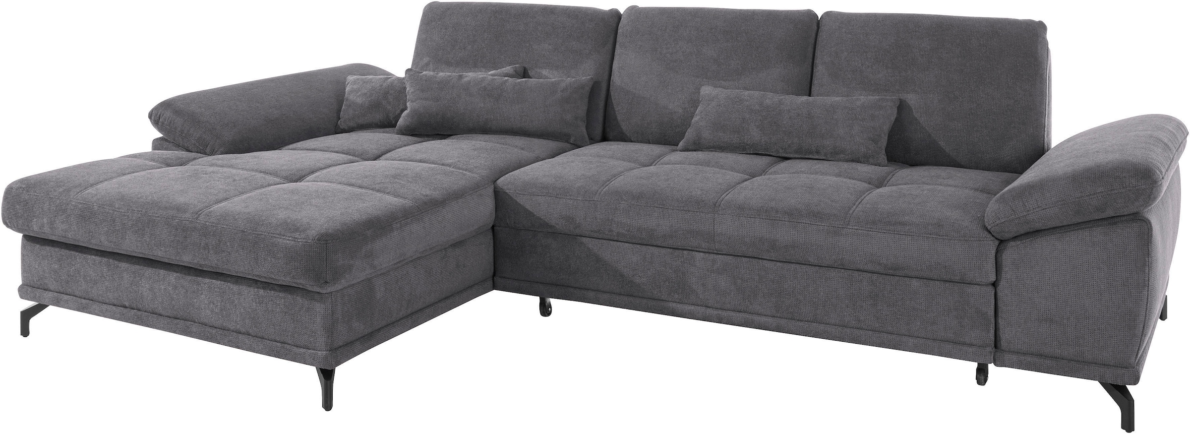 Places of Style Ecksofa Costello, mit Sitztiefenverstellung und Armlehnfunktion, incl. 3 Nierenkissen