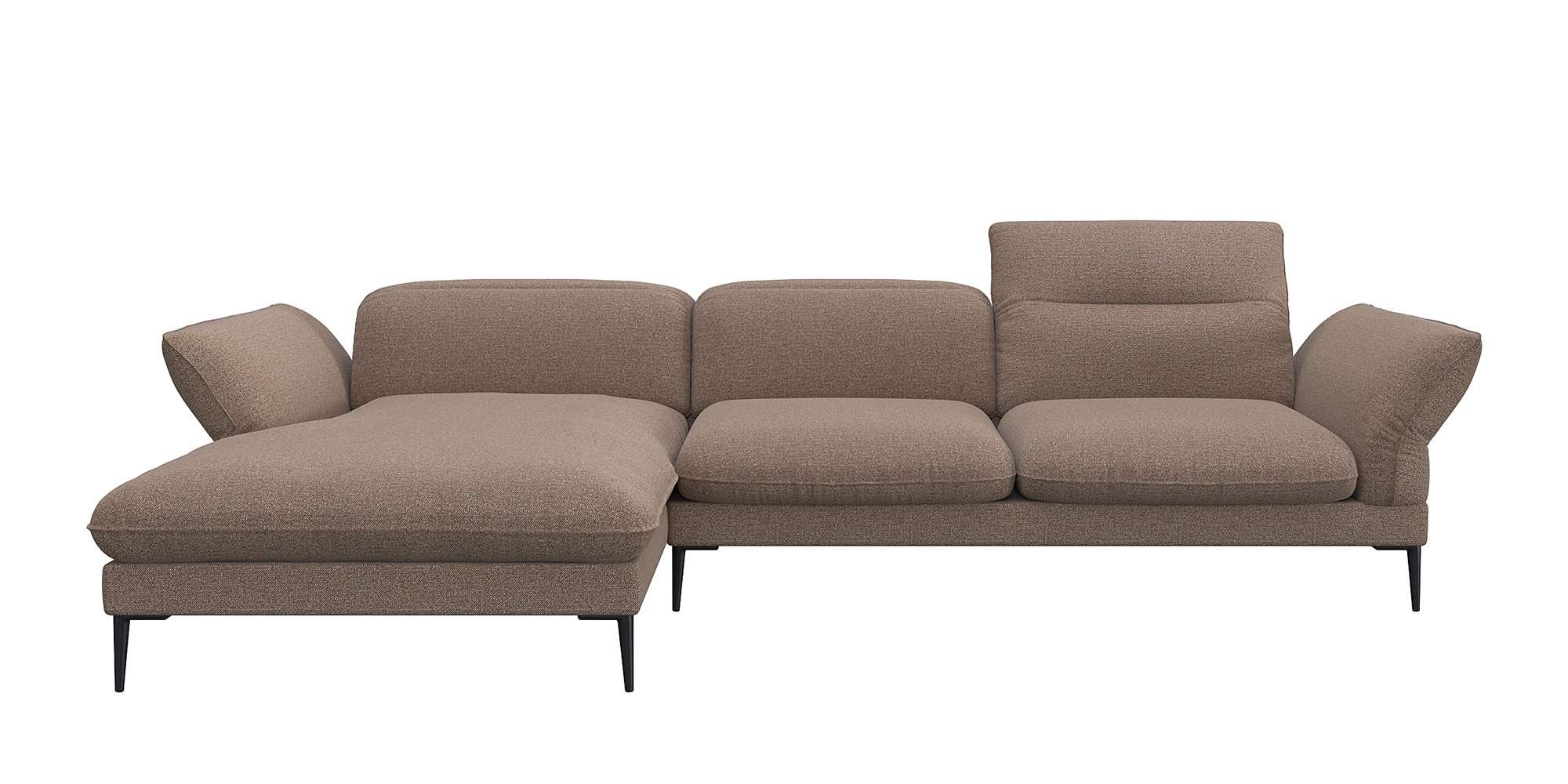FLEXLUX Ecksofa »Salino, Funktionssofa mit Recamiere, Relaxsofa, Ecksofa«, Sofa mit Arm- und Kopfteil-Verstellungen, Kaltschaum & Stahl-Wellen