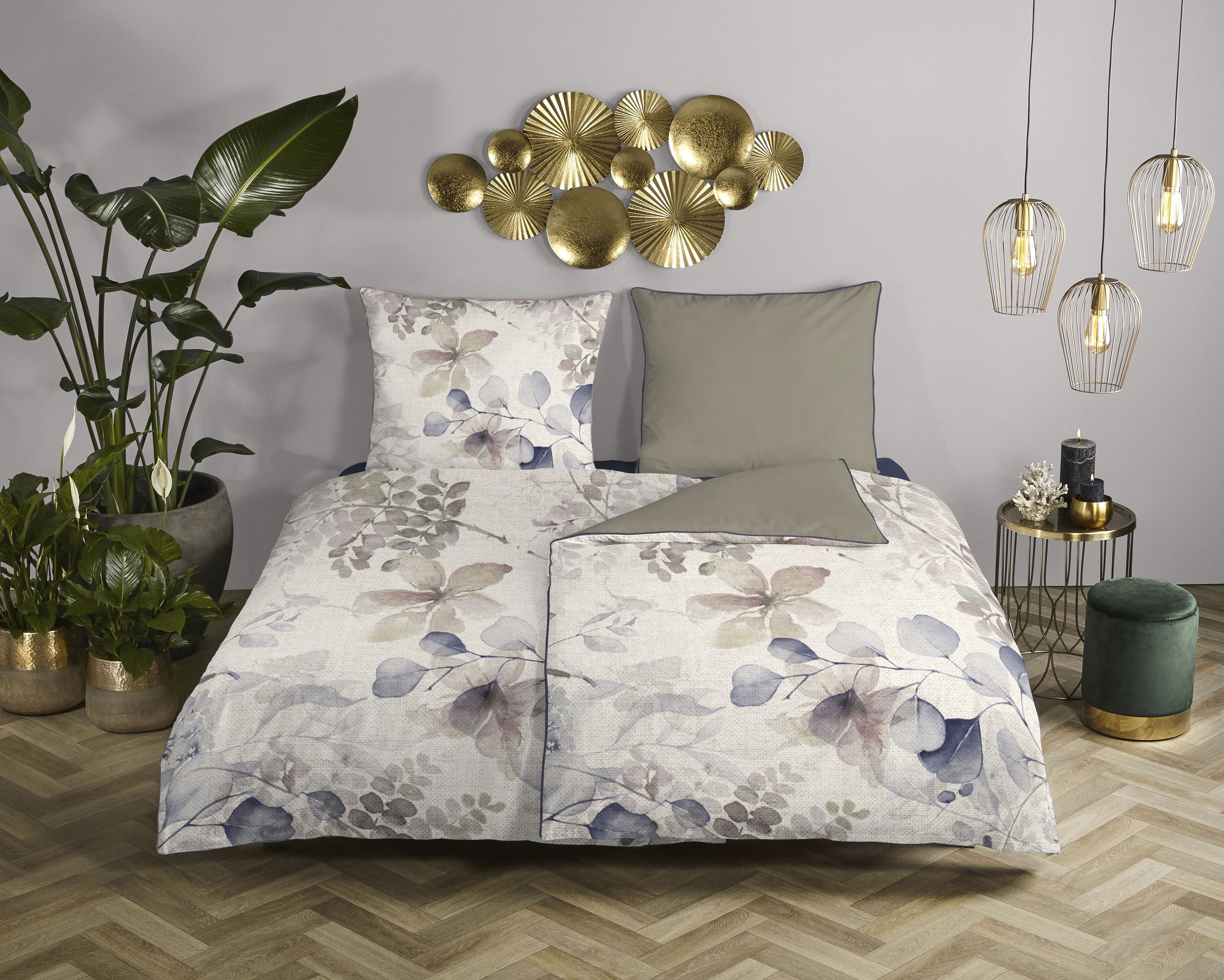 Descanso Wendebettwäsche »Fivien« 2 Stk. tlg. Baumwolle, Satin, 135x200, Bi günstig online kaufen