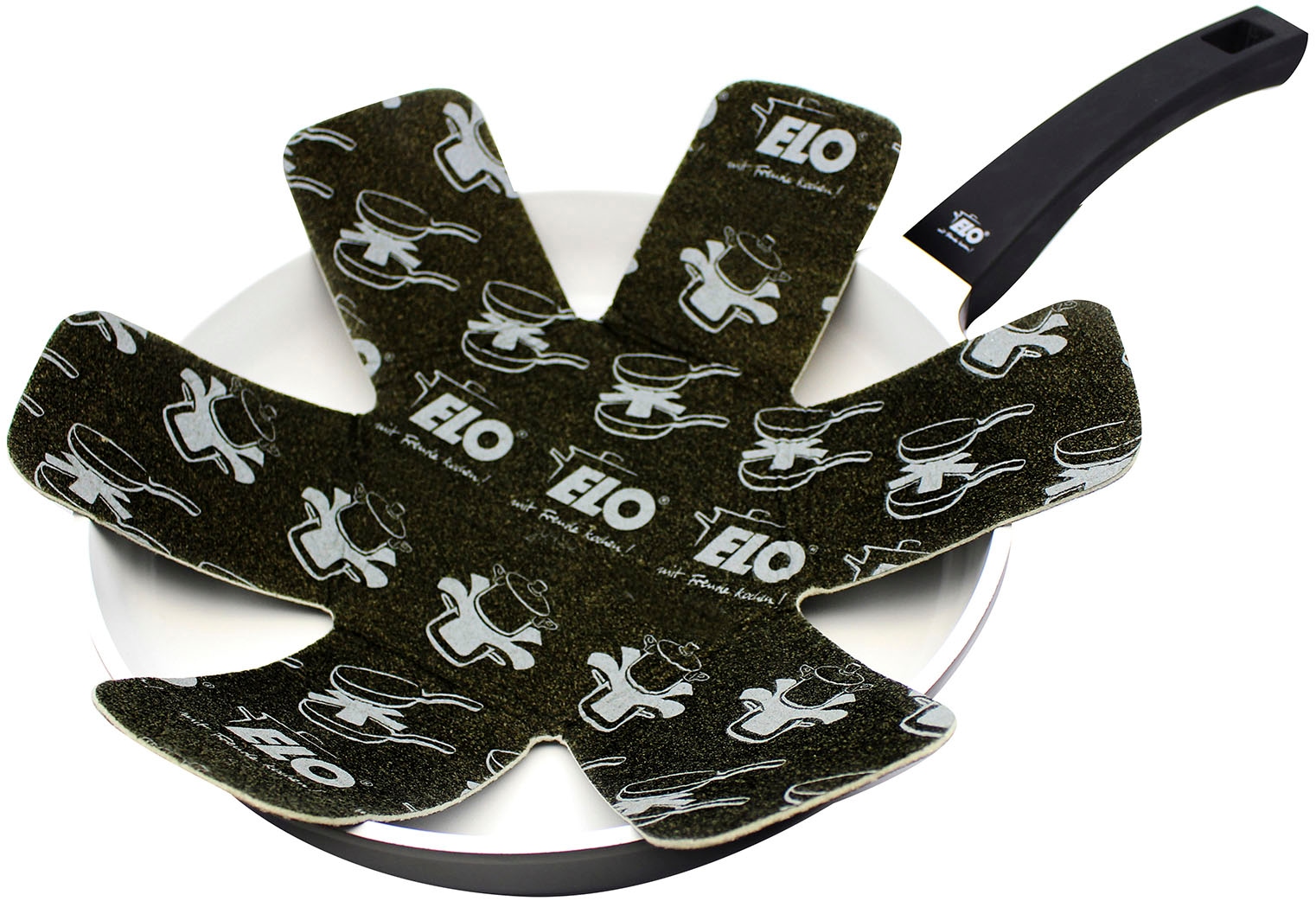 Elo - Meine Küche Pfannen-Set »Prima Cucina 6 teilig«, Aluminium, (Set, 6 tlg., 1x Bratpfanne Ø 20/24/28 cm, 1x Grillzange, 2x Stapelschutz), Induktion