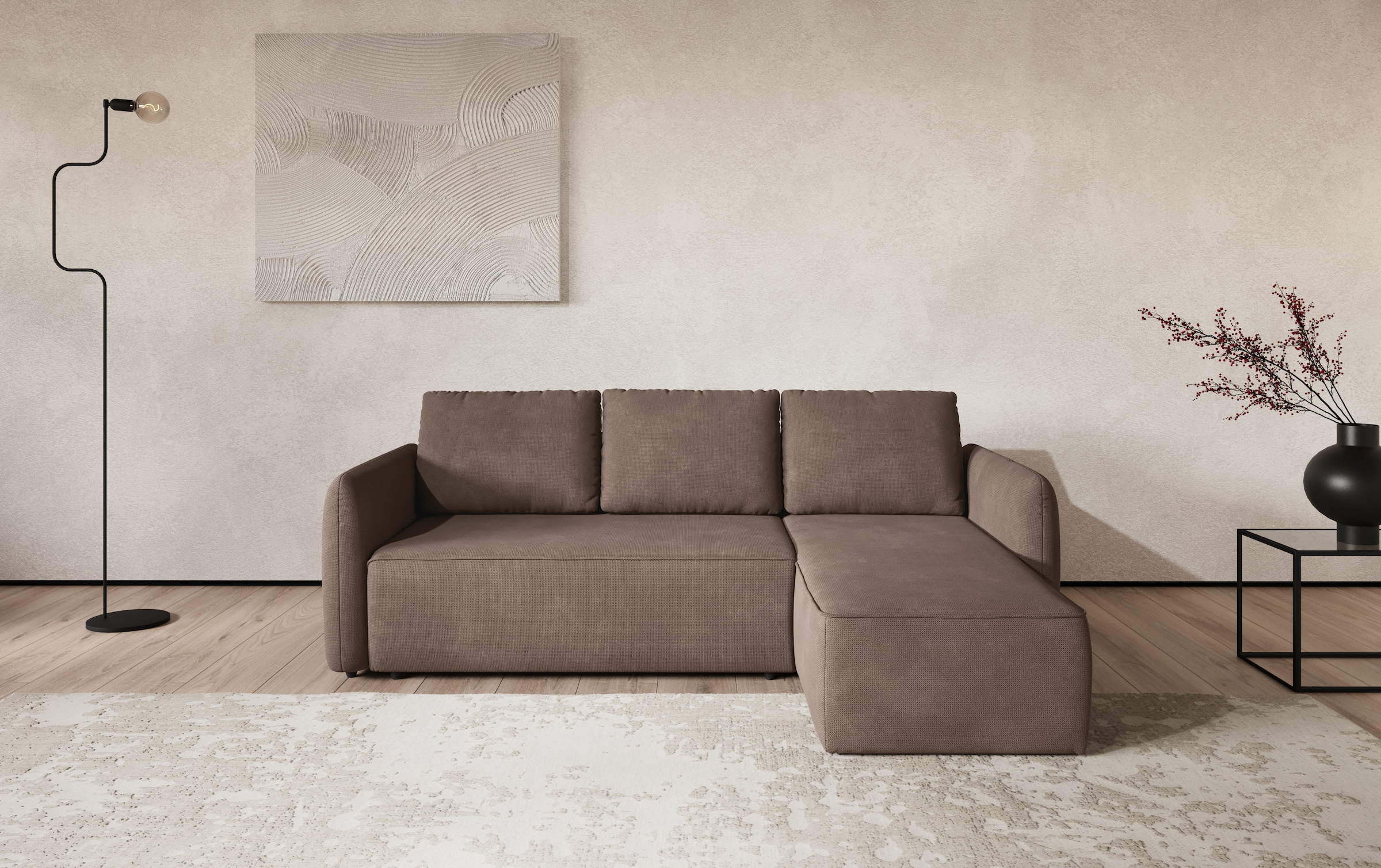 COTTA Ecksofa »Flow, bequem, L-Form, Breite 239 cm, schmale Armlehnen« wahlweise mit Bettfunktion