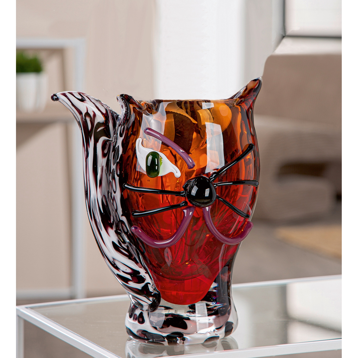 GILDE Tischvase »Gesichtsvase Katze Cat braun H. 27 cm«