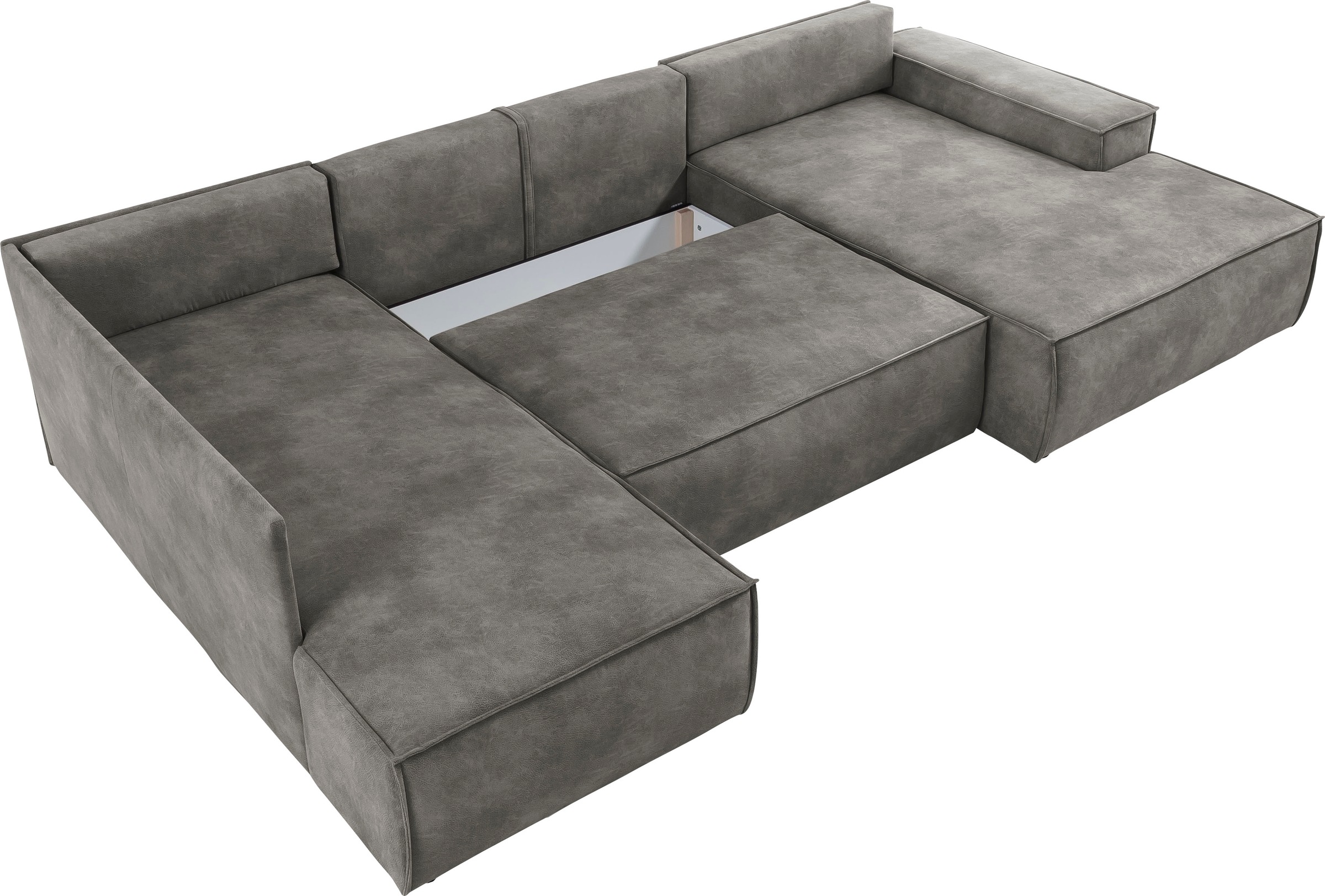 Home affaire Wohnlandschaft »SHERWOOD 329 cm, U-Form, Schlafsofa,«, Schlaffunktion m. Bettkasten (194x139 cm), Cord, Vintage, Samtvelours
