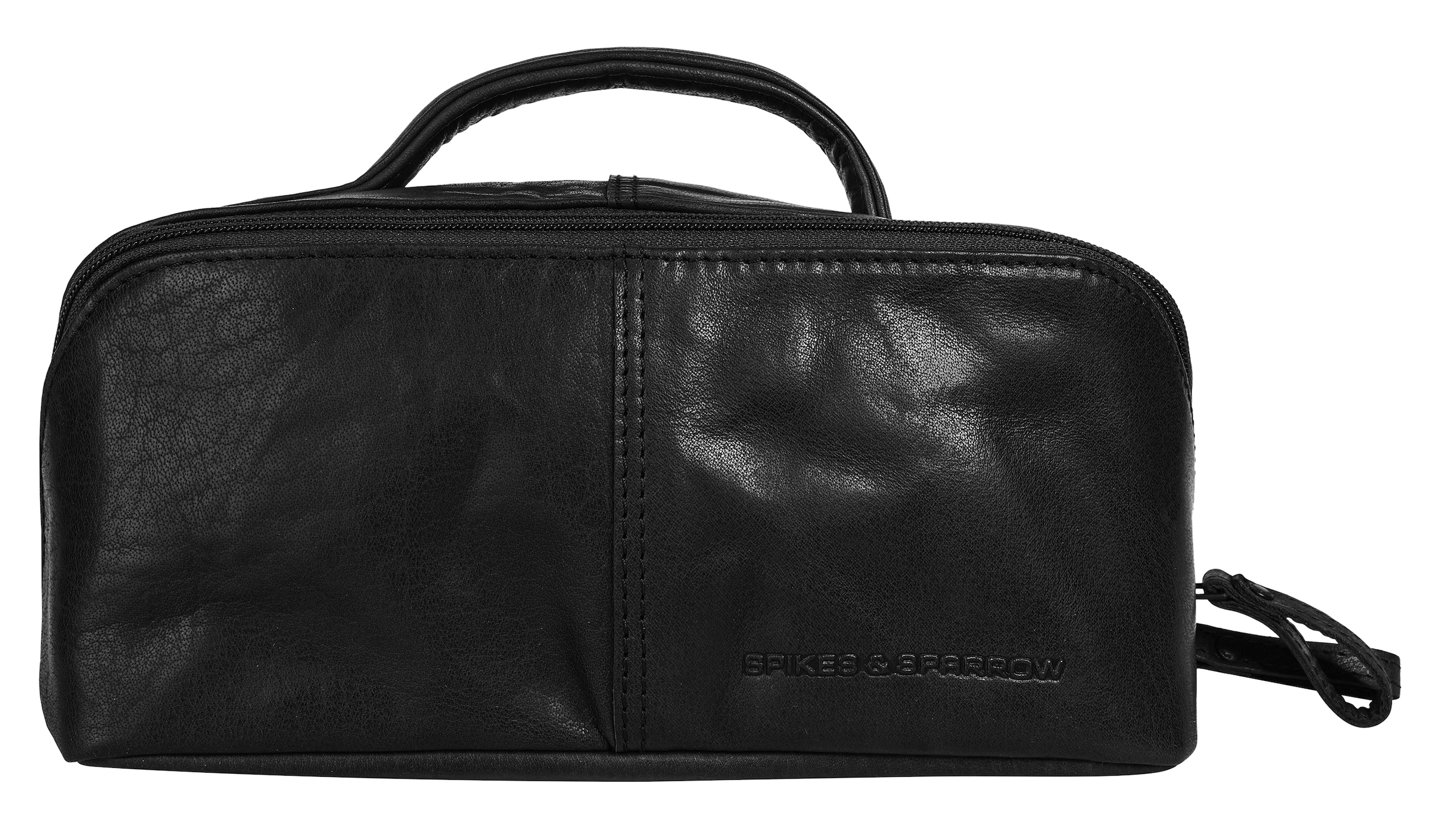 Kulturbeutel, echt Leder, Gr. B/H/T: 24 cm x 11 cm x 11 cm onesize, schwarz