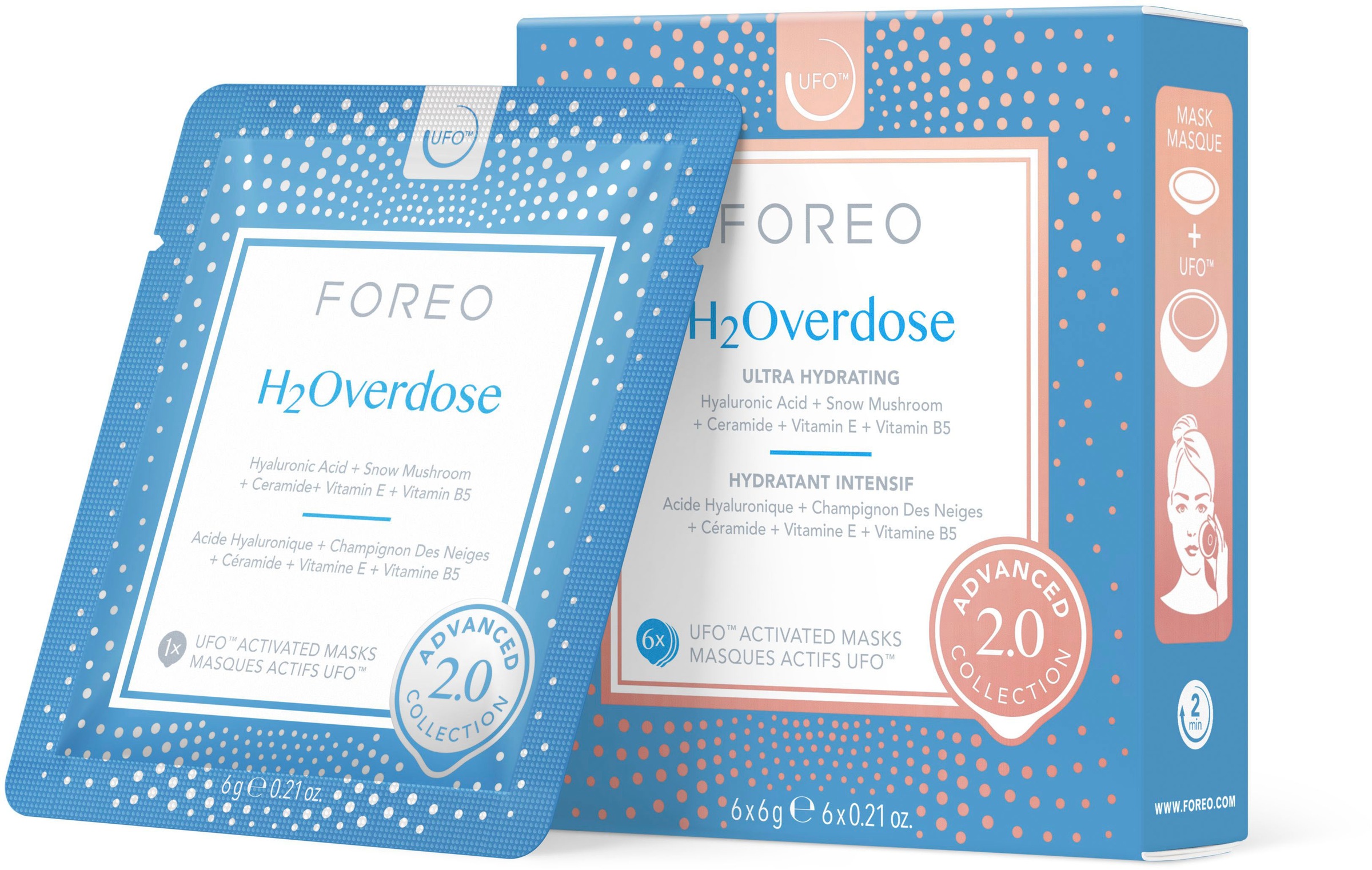 Bild von FOREO Gesichtsmaske »UFO™ Mask H2Overdose 2.0«, (Packung, 6 tlg.), komptibel mit UFO™ & UFO™ mini