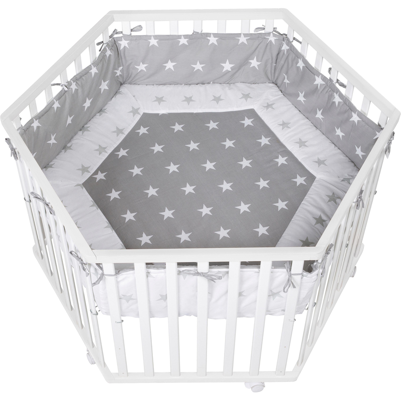 ROBA Laufgitter »Little Stars, natur, 6-eckig« bis 15 kg mit Stoffeinlage und Nestchen natur