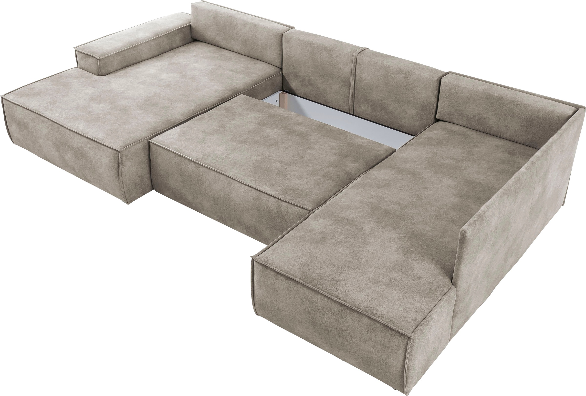 Home affaire Wohnlandschaft »SHERWOOD 329 cm, U-Form, Schlafsofa,«, Schlaffunktion m. Bettkasten (194x139 cm), Cord, Vintage, Samtvelours