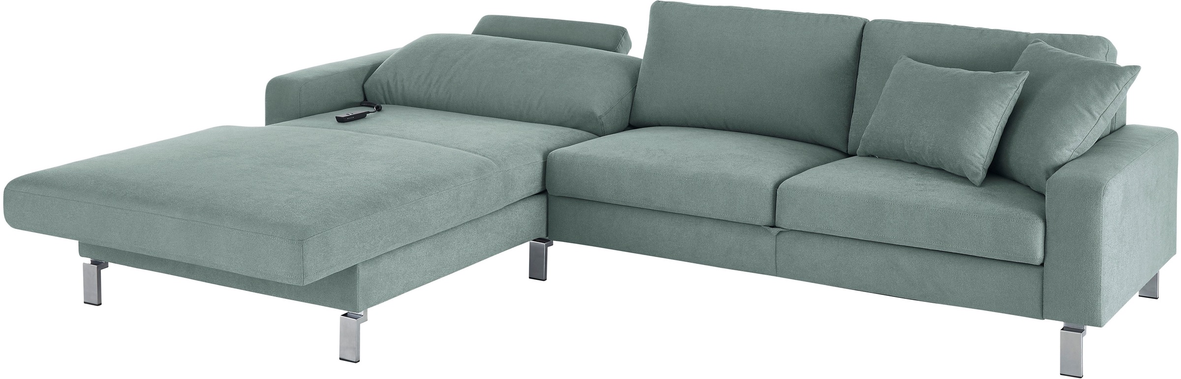 3C Candy Ecksofa »Lecce, wahlweise PUR-Schaumstoff oder Tonnentaschenfederkern«, Bett im 2,5-Sitzer, teilmotorische Schlaffunktion im Longchair, L-Form