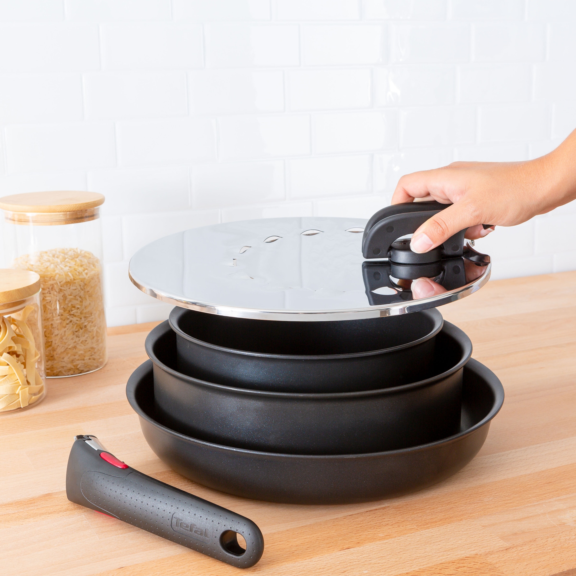 Tefal Universaldeckel »Tefal L98298 Ingenio«, (1 tlg.), 20-28 cm, mit Ingenio Töpfen und Pfannen kompatibel