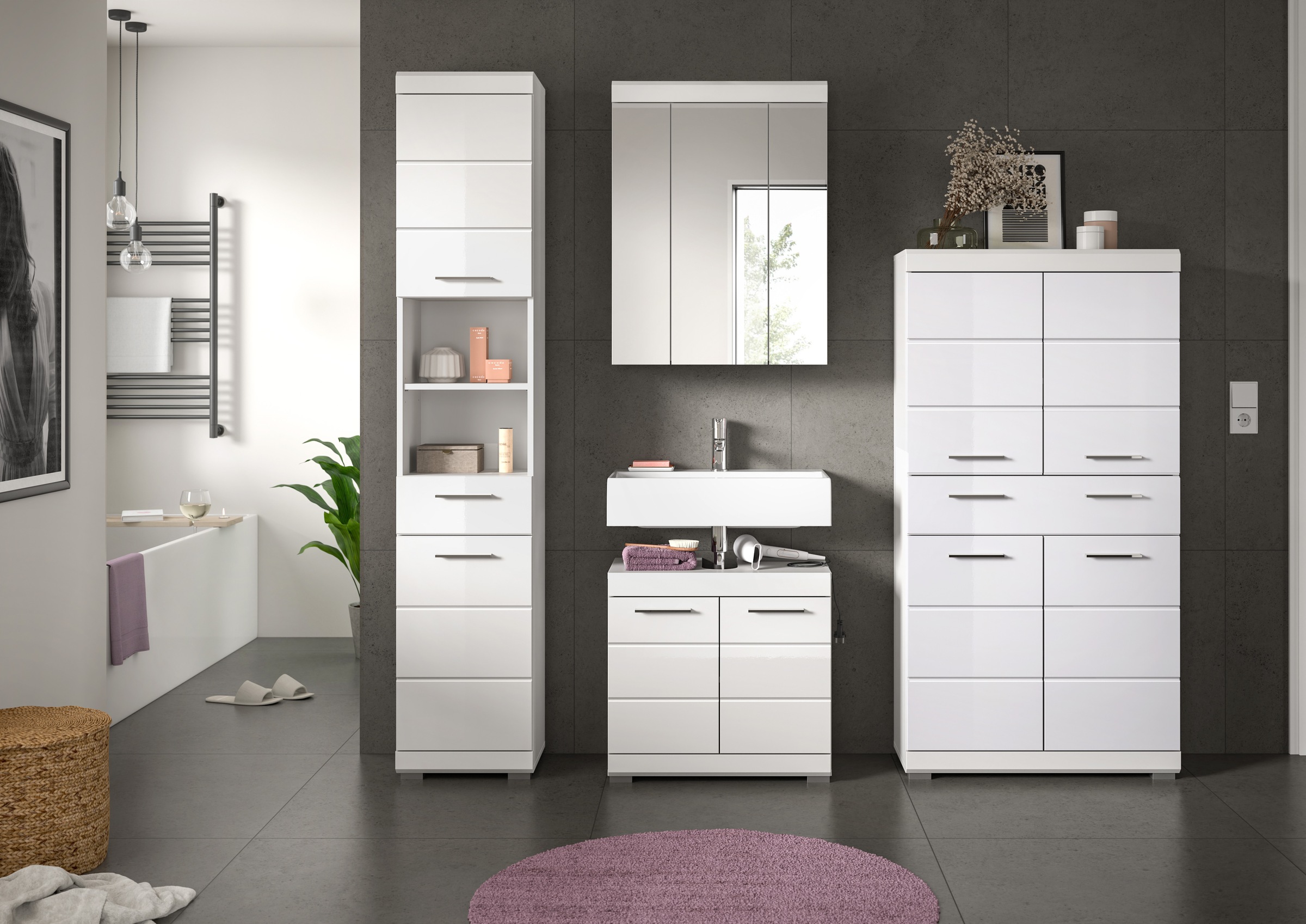 INOSIGN Badmöbel-Set »Siena, 4 teilig, bestehend aus:«, (Set), Hochschrank, günstig online kaufen