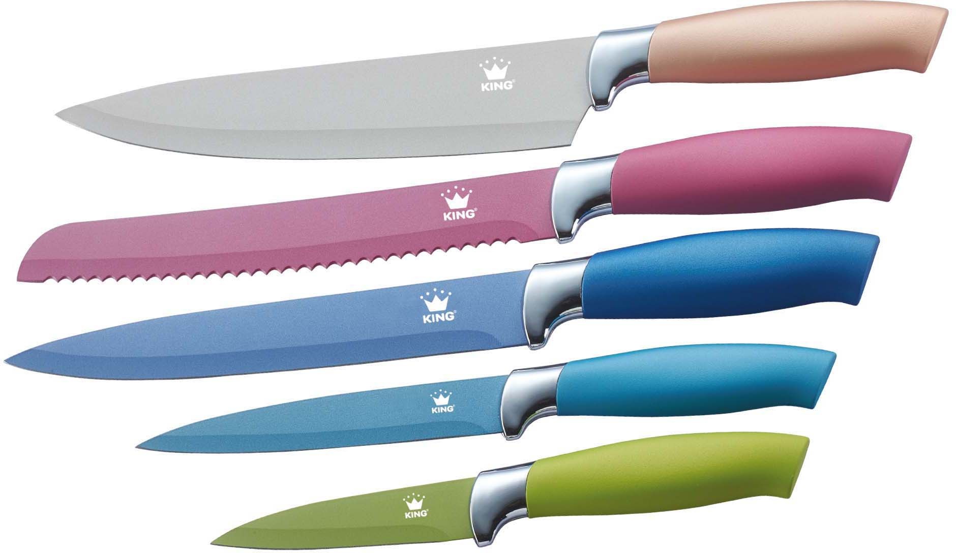 KING Messer-Set »AROMI Metallic«, (Set, 5 tlg.), inklusive 3tlg. Schüssel-Set