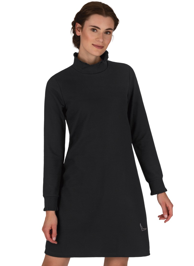 Trigema Jerseykleid »TRIGEMA Stehkragen Kleid mit Rüschen«, (1 tlg.)