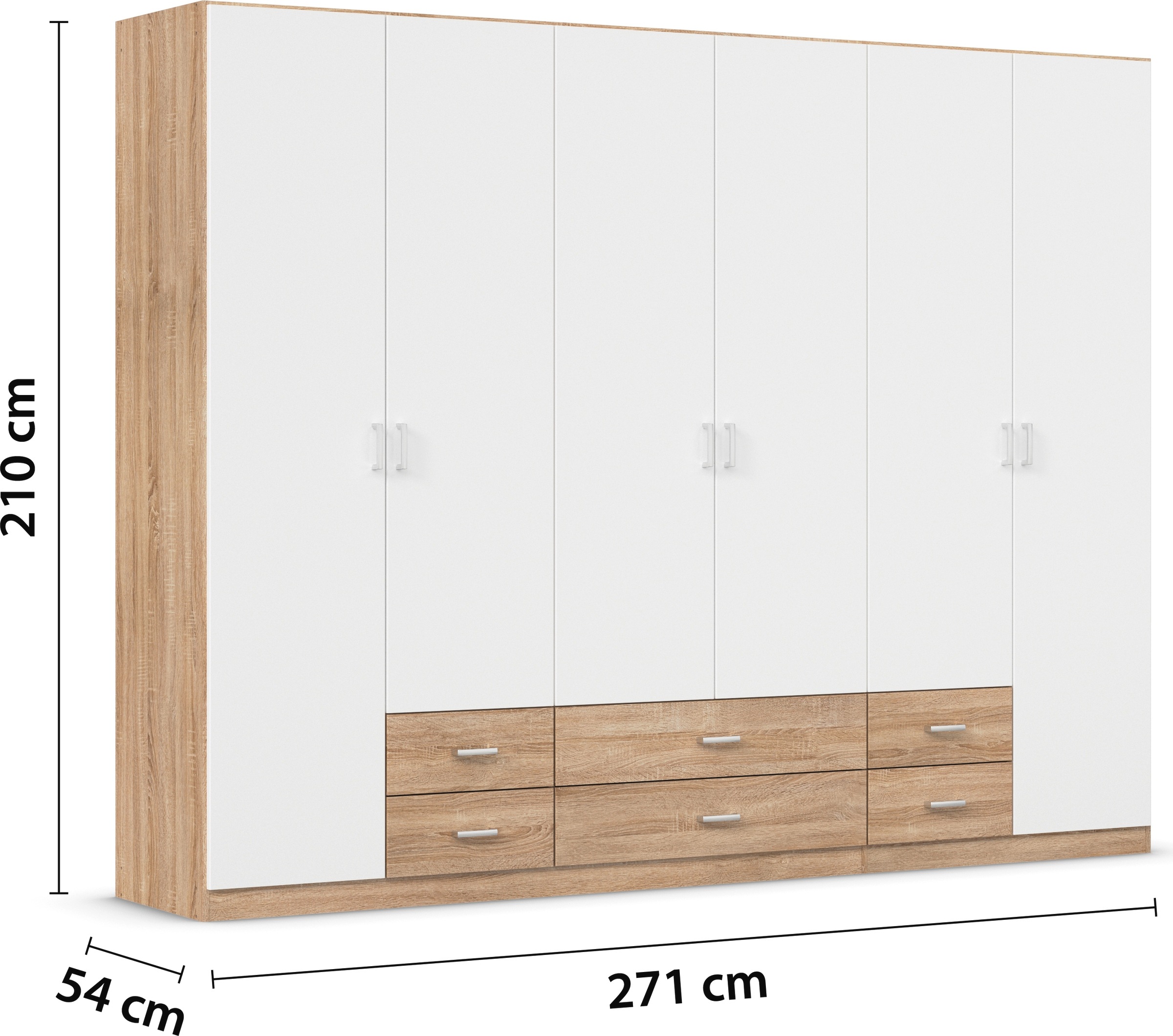 rauch Drehtürenschrank »Kleiderschrank Schrank Garderobe Wäscheschrank GAMMA in 3 Breiten«, mit 6 Schubladen, in schlichtem Design TOPSELLER MADE IN GERMANY