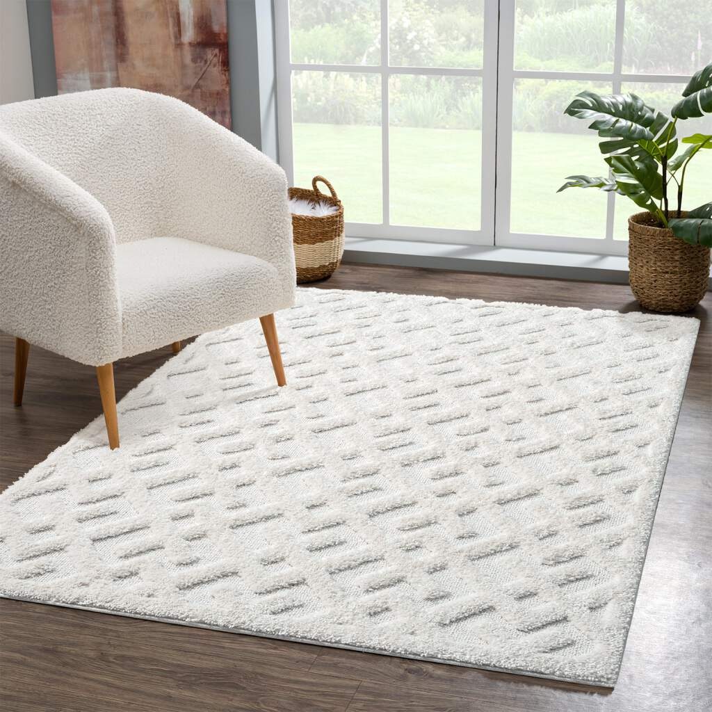 Carpet City Hochflor-Teppich »FOCUS737«, rechteckig, 20 mm Höhe, Boho-Teppich, Hochtief-Muster/ 3D-Effekt, für Wohnzimmer, Schlafzimmer