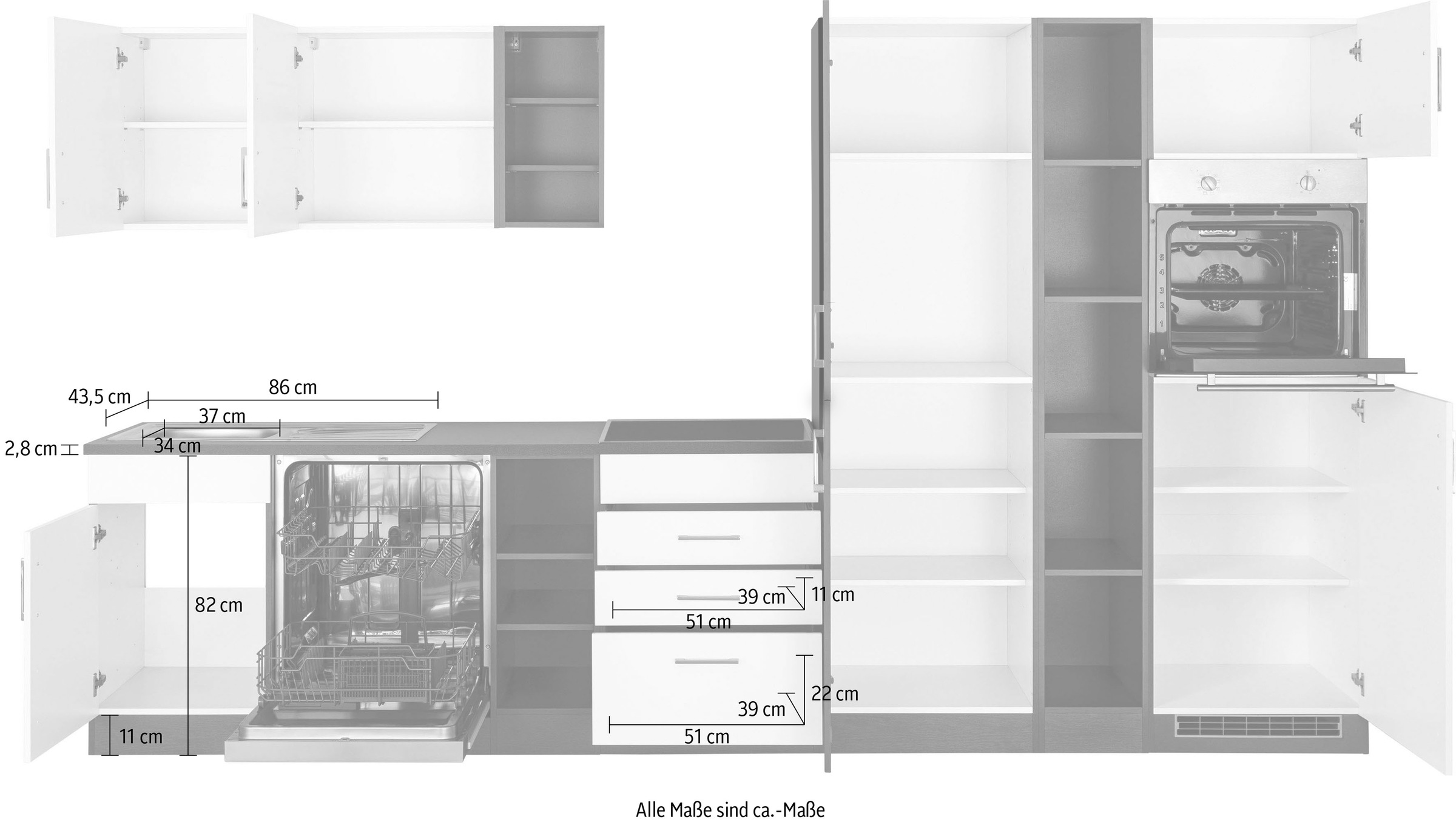 KOCHSTATION Küchenzeile »KS-Paris – Küchen mit einzigartigen Fotomotiven auf den Fronten« ohne E-Geräte, Breite 350 cm