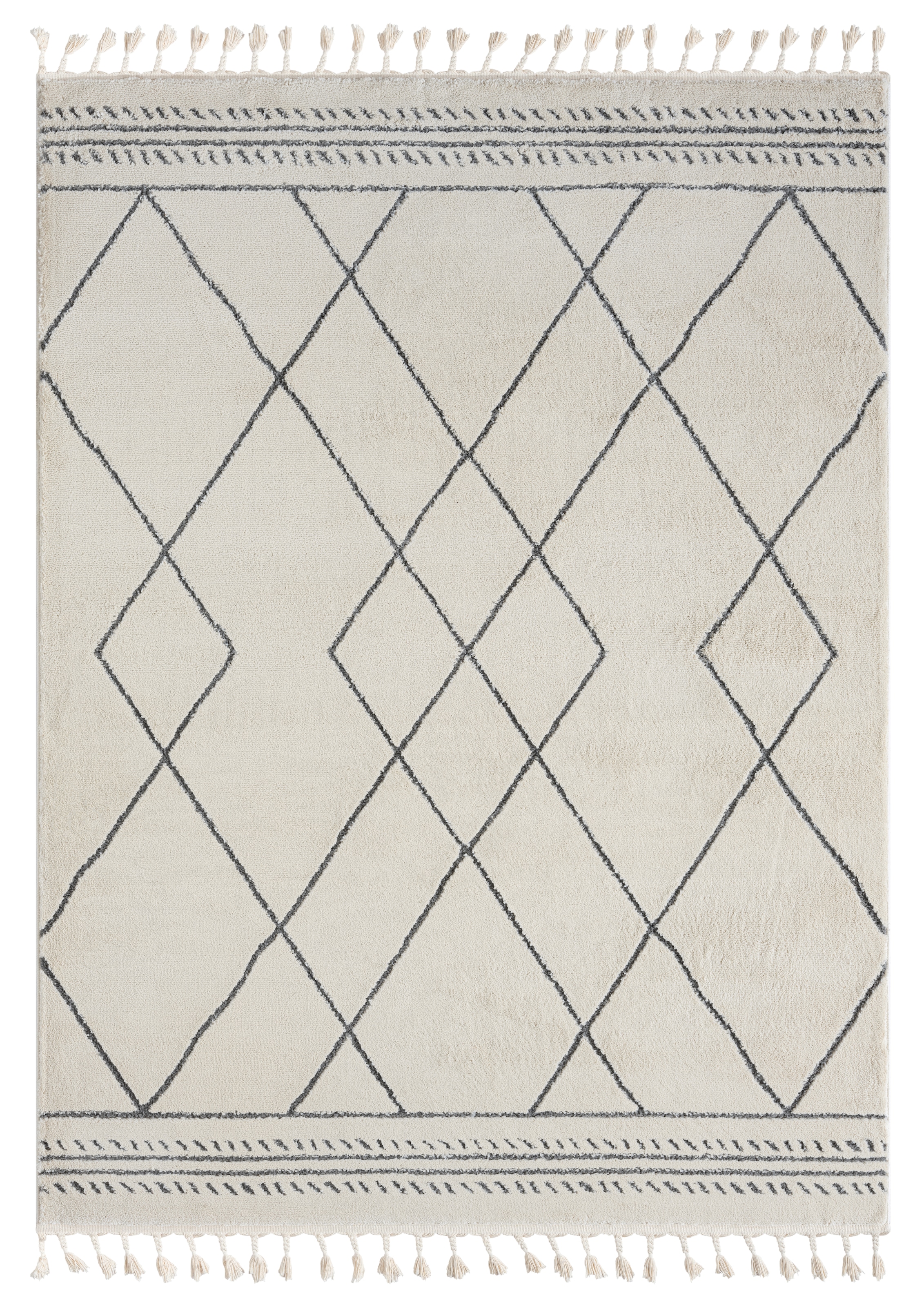 Myflair Möbel & Accessoires Hochflor-Teppich »Moroccan Design, LAGERRÄUMUNG!«, rechteckig, 24 mm Höhe, modern, marokkanisches Design, Rauten Muster, weich, mit Fransen