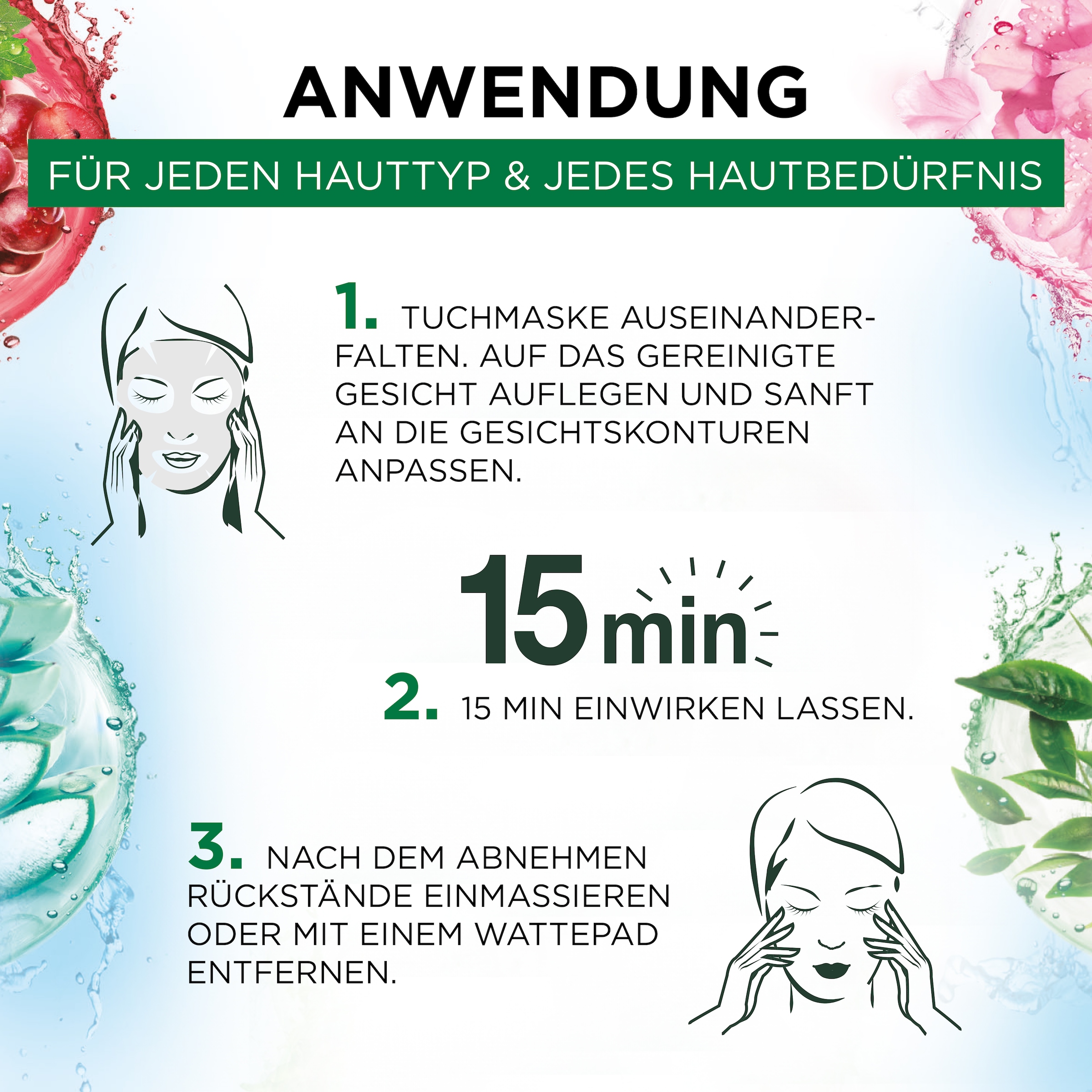 GARNIER Tuchmaske »SKIN ACTIVE TUCHMASKEN-SET« mit sieben regenerierenden Masken, für Gesicht und alle Hauttypen