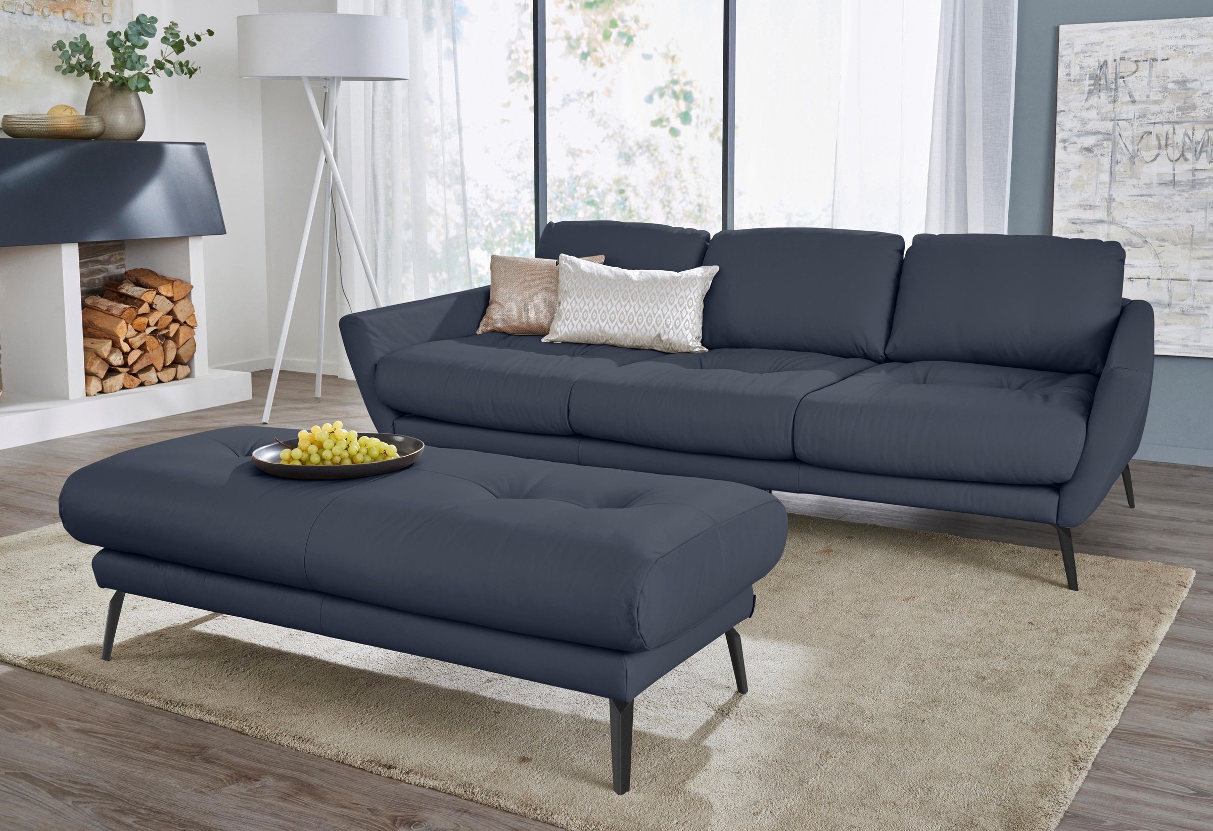 W.SCHILLIG Big-Sofa »softy«, mit dekorativer Heftung im Sitz, Füße schwarz pulverbeschichtet