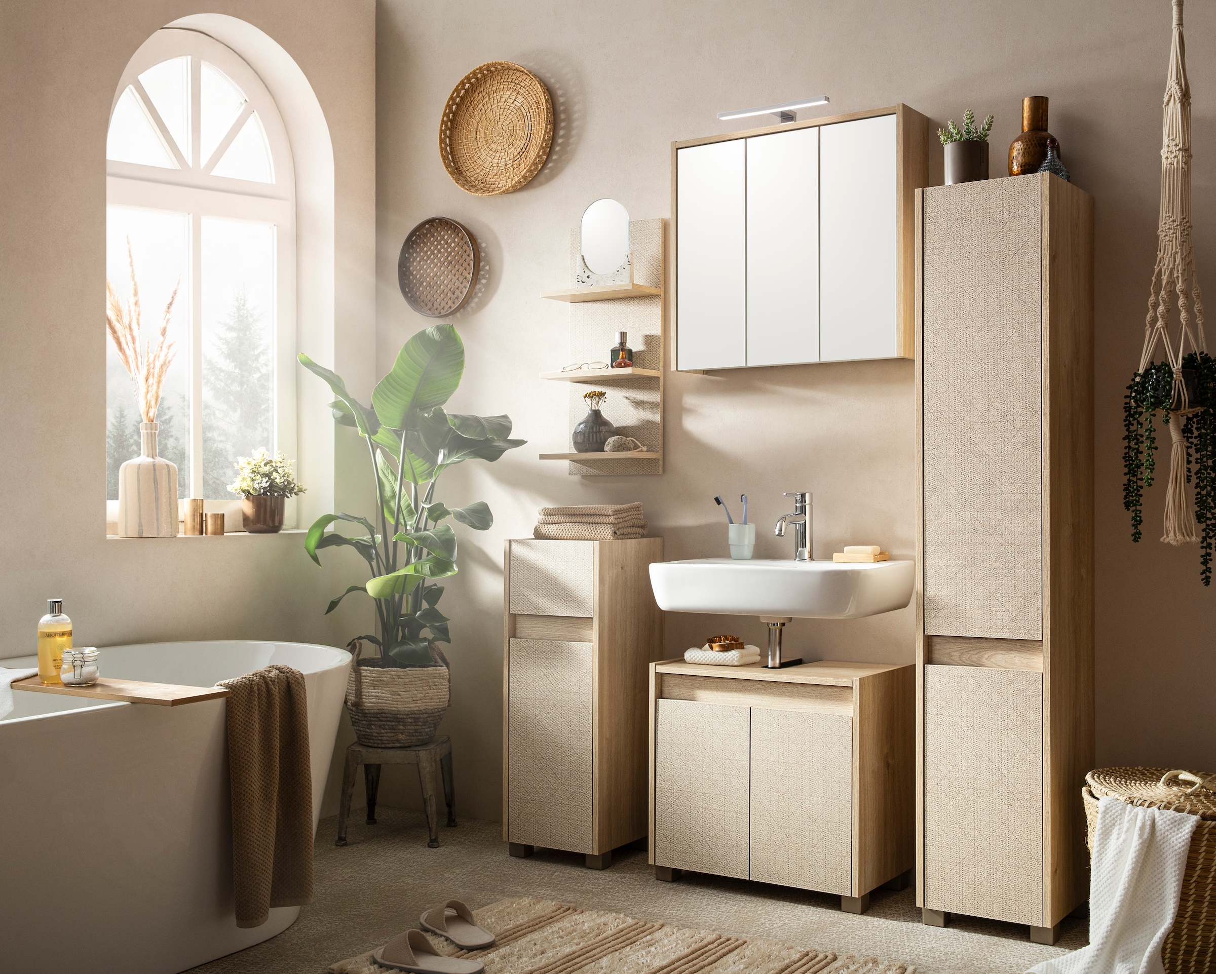 Schildmeyer Waschbeckenunterschrank »Sander, Breite 56,9 cm, in Canasta Optik« Made in Germany