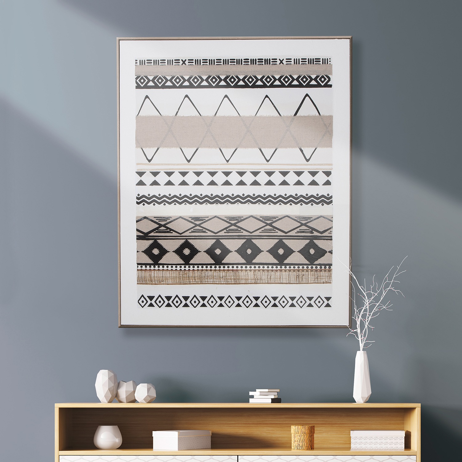 GILDE Bild mit Rahmen »Bild rechteckig Mwaki braun; schwarz; weiß H. 102 cm günstig online kaufen