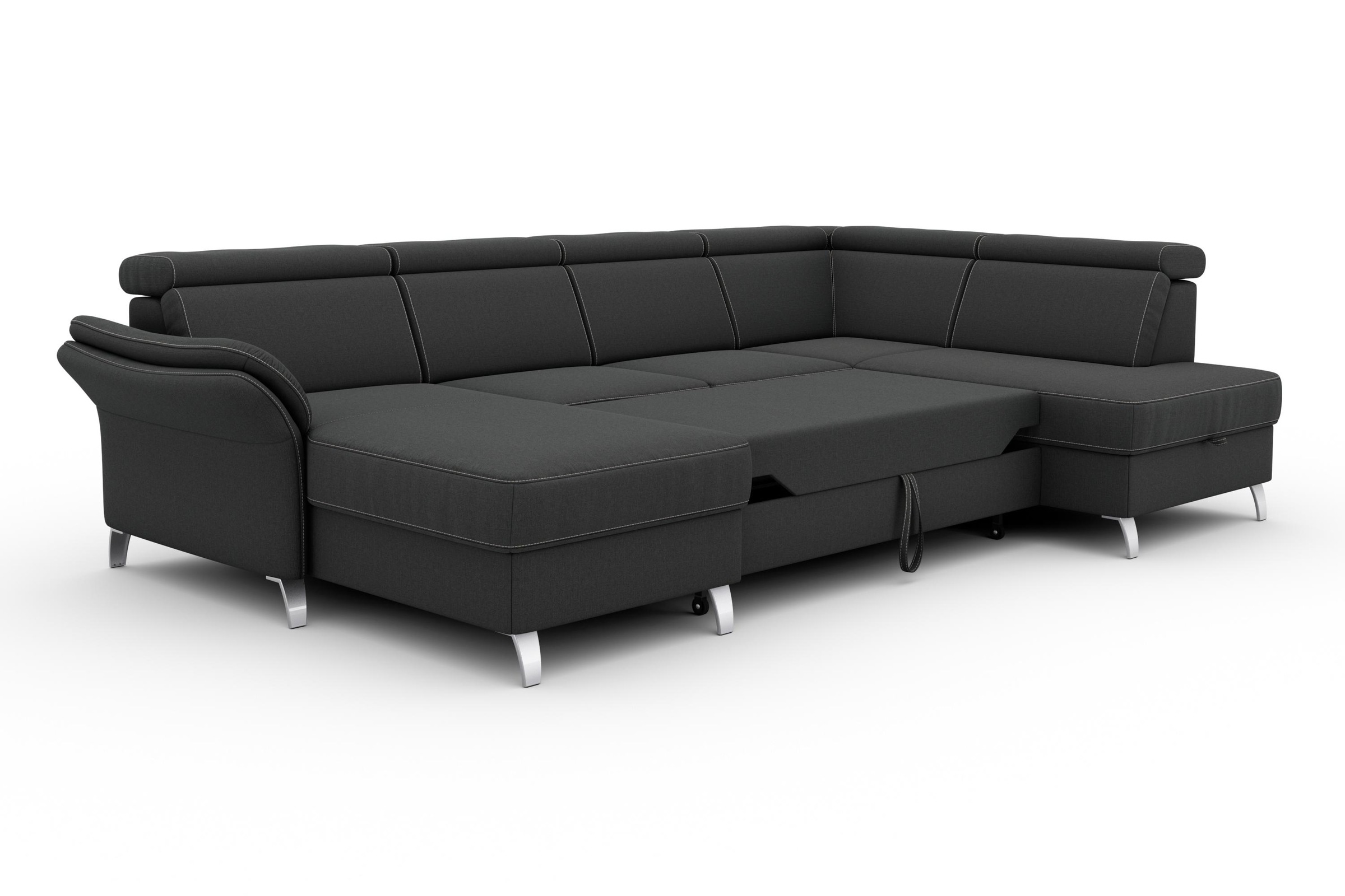 sit&more Wohnlandschaft »Vincenzo U-Form«, inklusive Kopfteilverstellung, wahlweise mit Bettfunktion, Bettkasten
