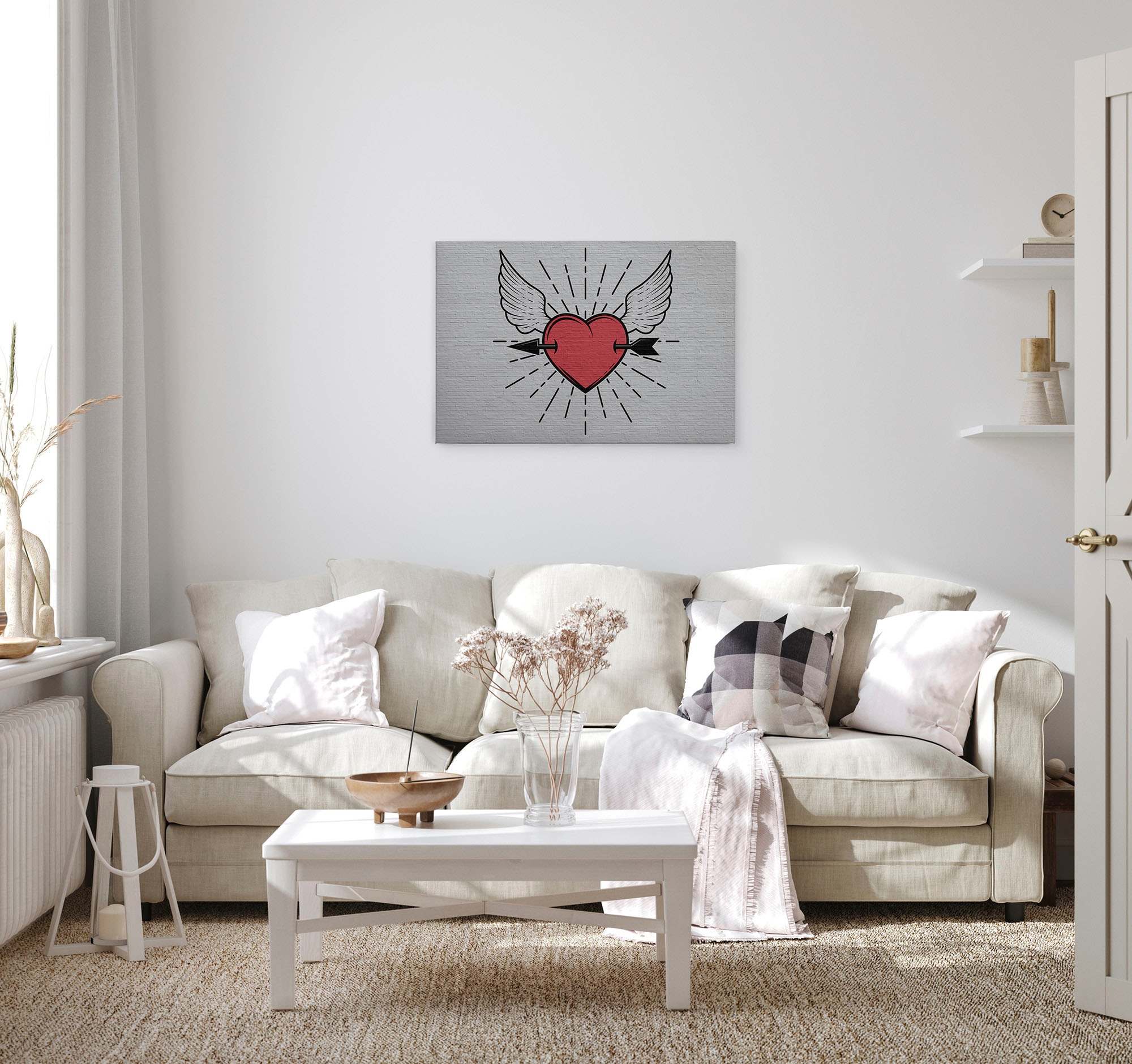 A.S. Création Leinwandbild »tattoo you«, Kunst-Modern-Kinder, (1 St.), Keilrahmen Bild Herz Leinwand-Bild Wohnzimmer modern Wandbild Kinder