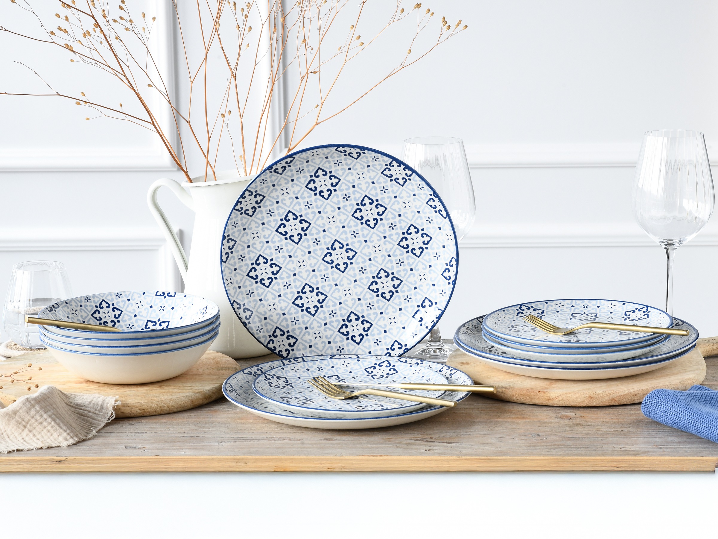 CreaTable Teller-Set »Yara«, (Set, 12 tlg.), orientalisch mediterraner Stil