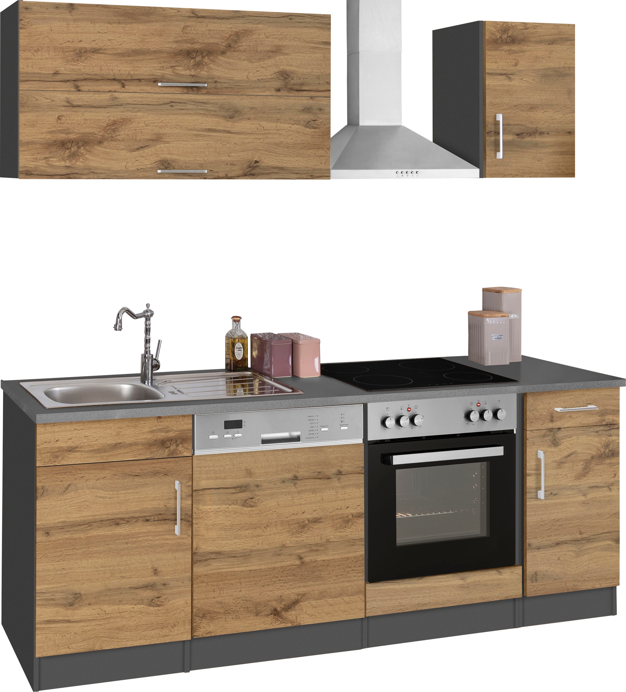 KOCHSTATION Küchenzeile »KS-Colmar«, mit E-Geräten, Breite 210 cm
